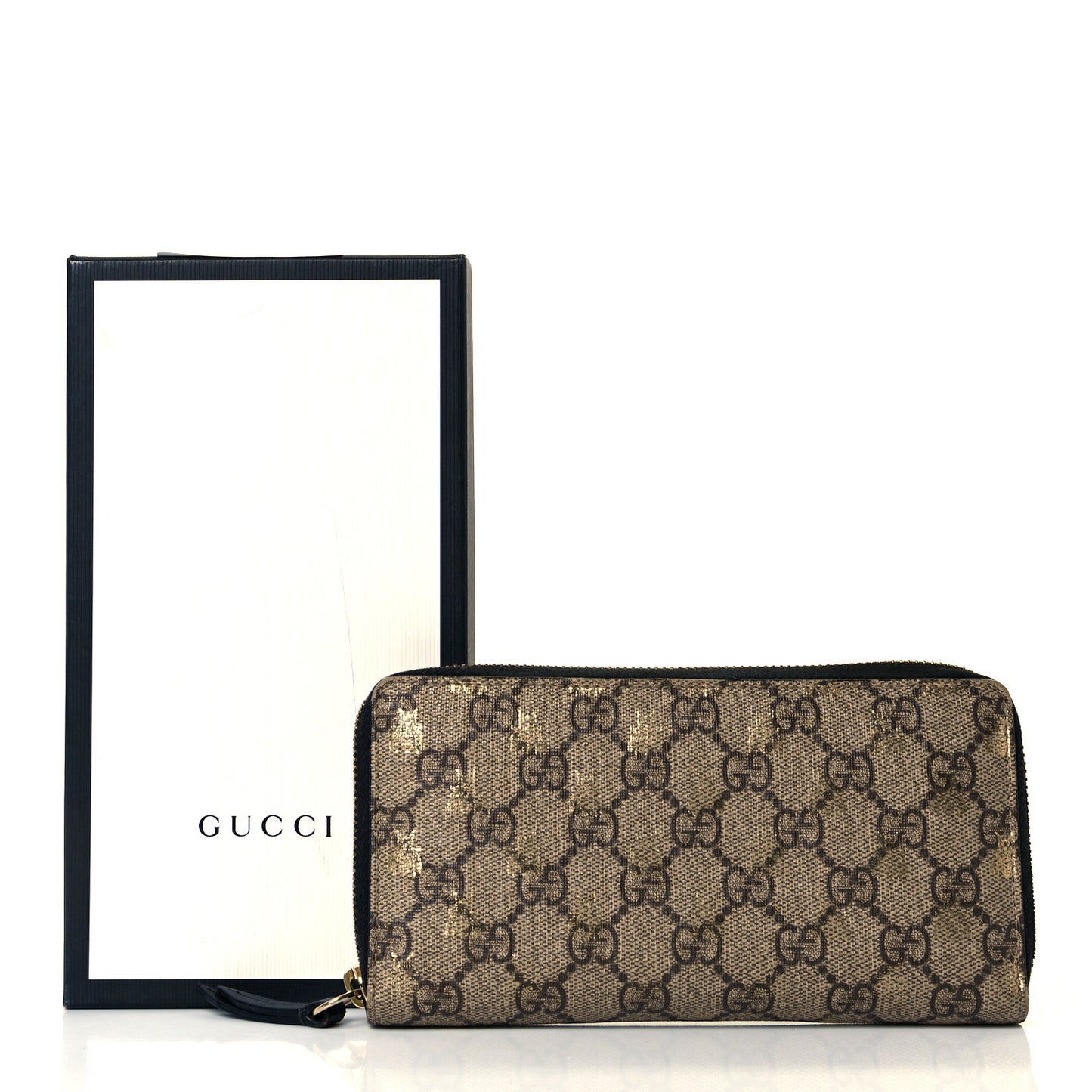 GG Supreme Monogram Bees Zip Around Wallet
