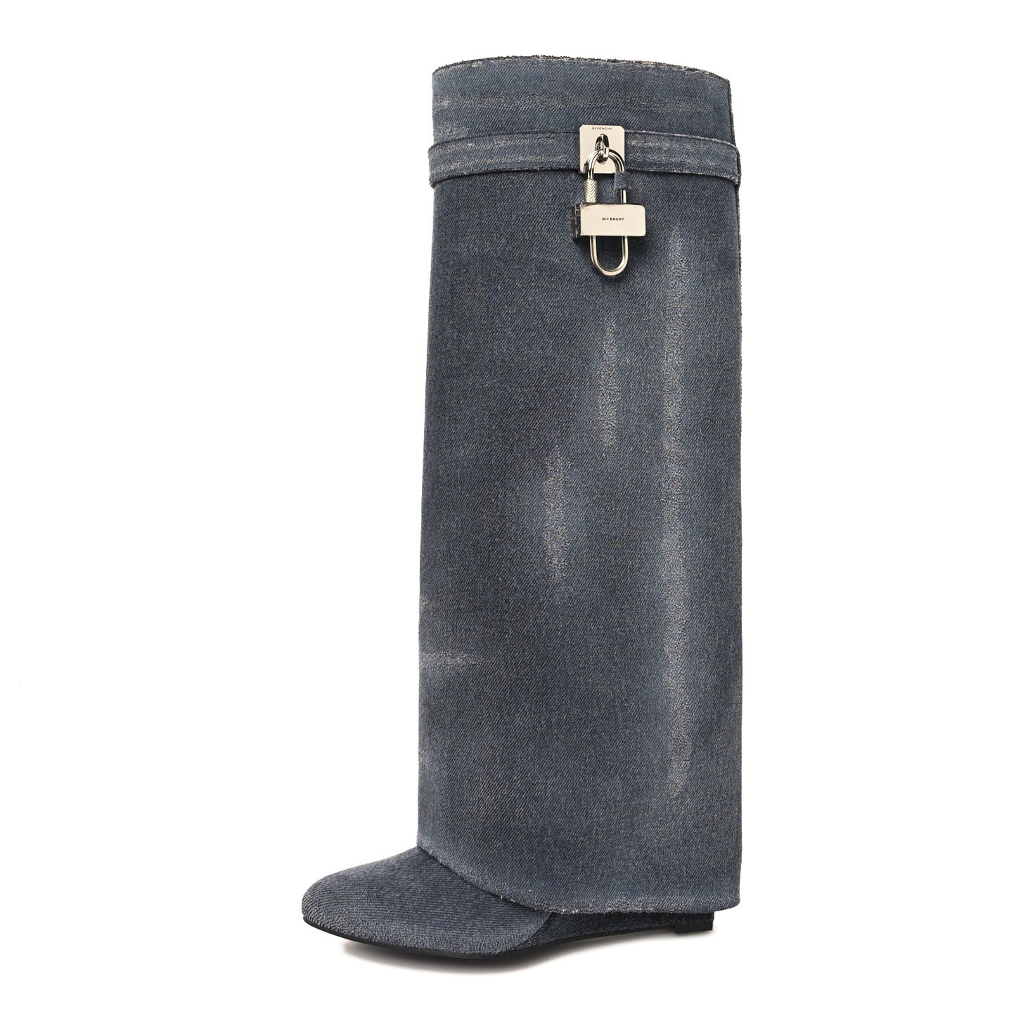 Washed Denim Shark Lock Pant Boots 39 Black