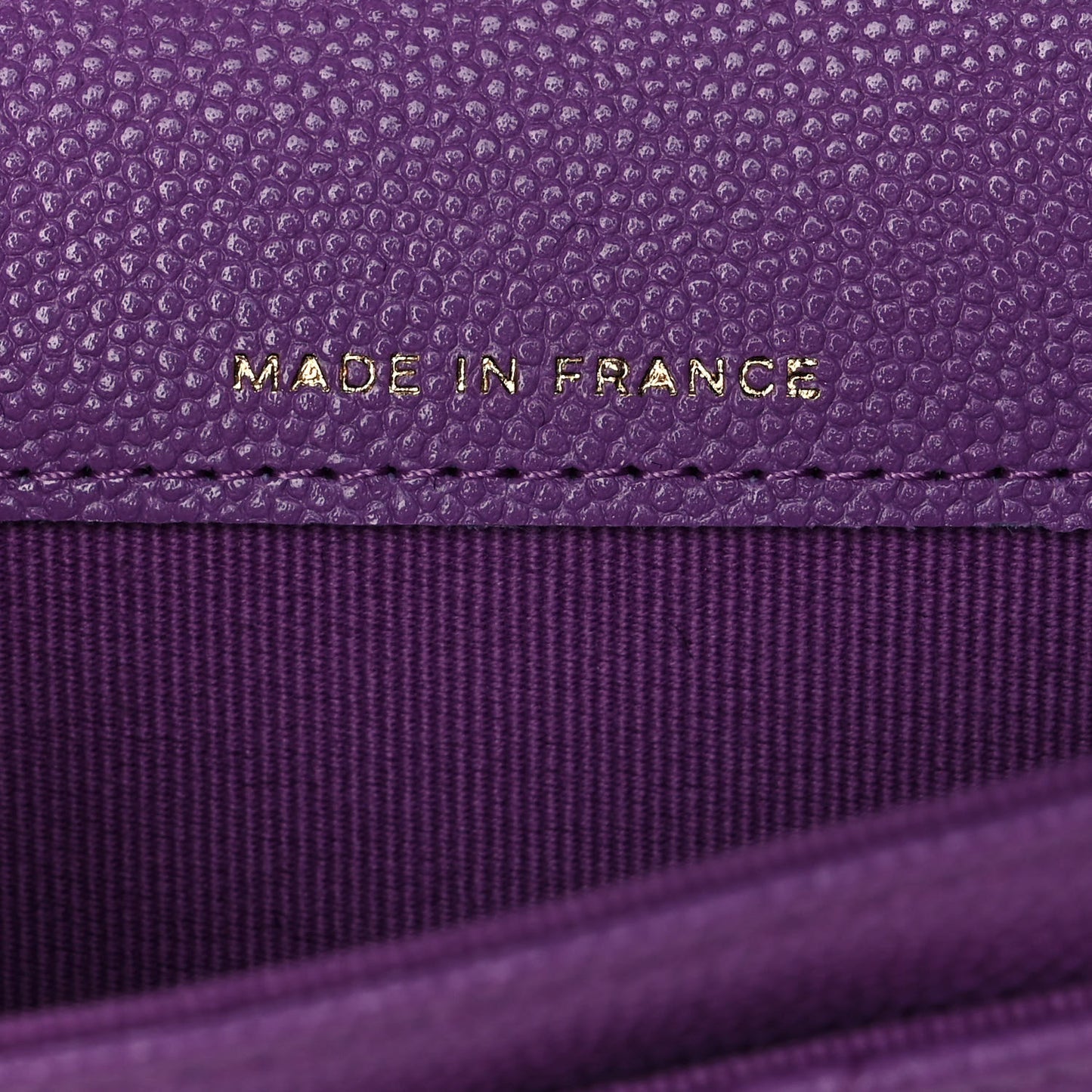 Caviar Quilted Flap Card Holder Wallet Purple