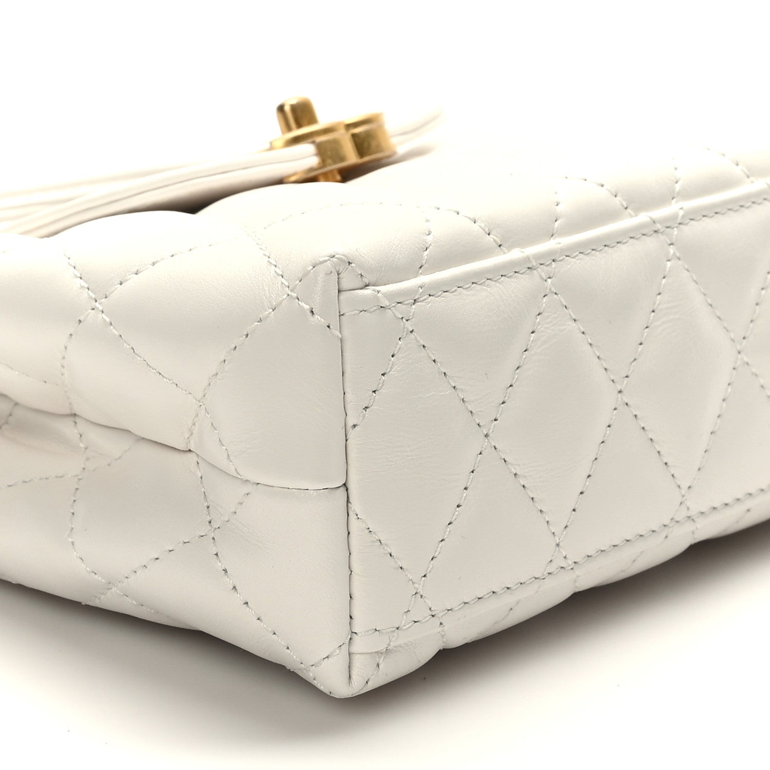 Chanel Shiny Aged Calfskin Quilted Nano Kelly Shopper White 8 of 10