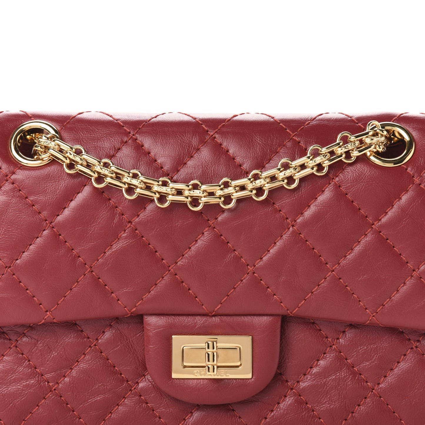 Aged Calfskin Quilted 2.55 Reissue Mini Flap Red