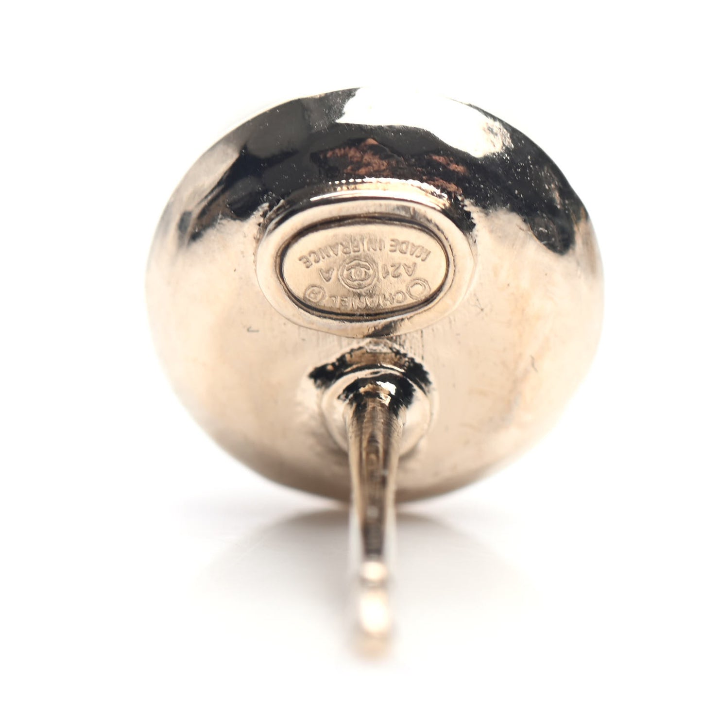 Pearl Crystal Logo Earrings Gold Pearly White