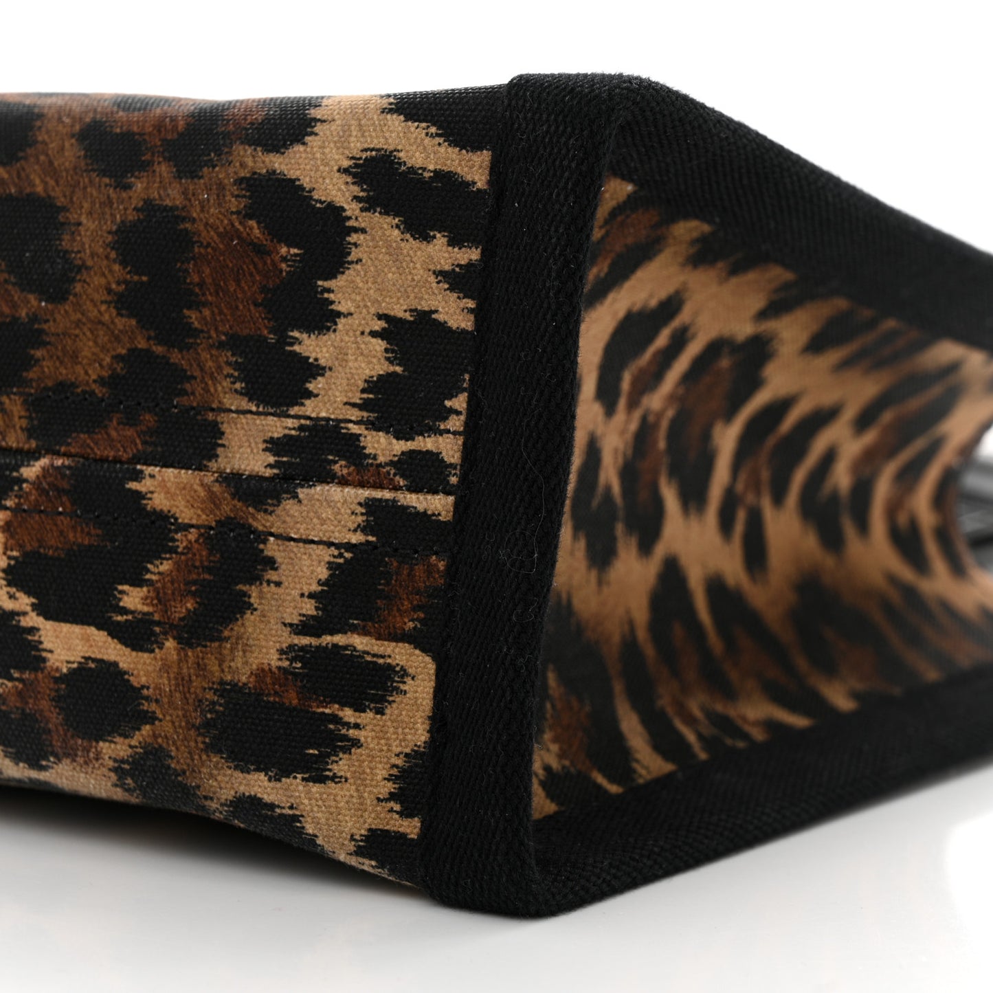 Canvas Calfskin Kitty Print Small Nastroloubi Tote Brown Black