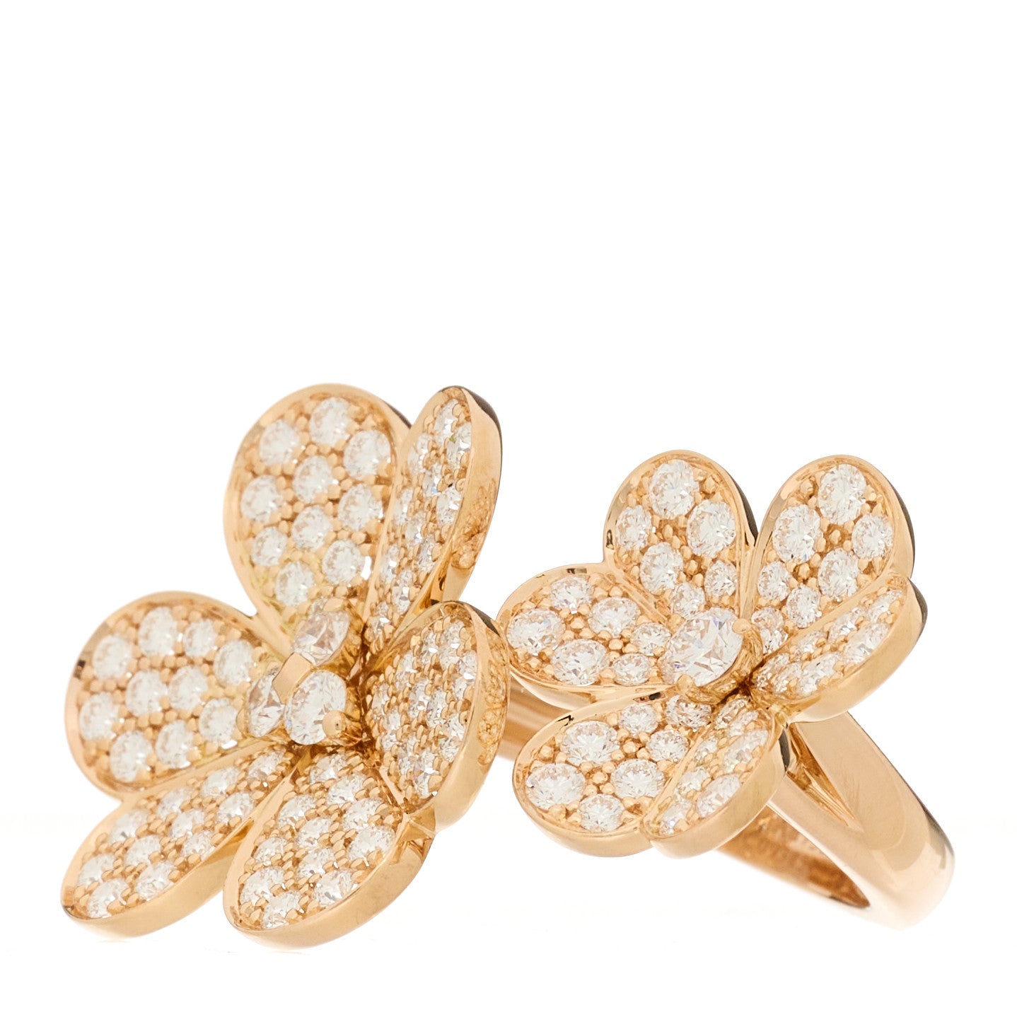 18K Rose Gold Diamond Frivole Between The Finger Pave Ring 52 6