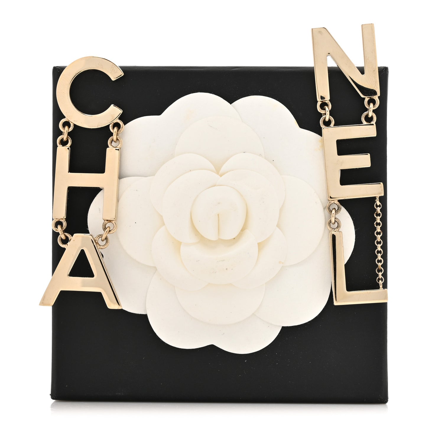 Metal Cha-Nel Logo Drop Earrings Gold