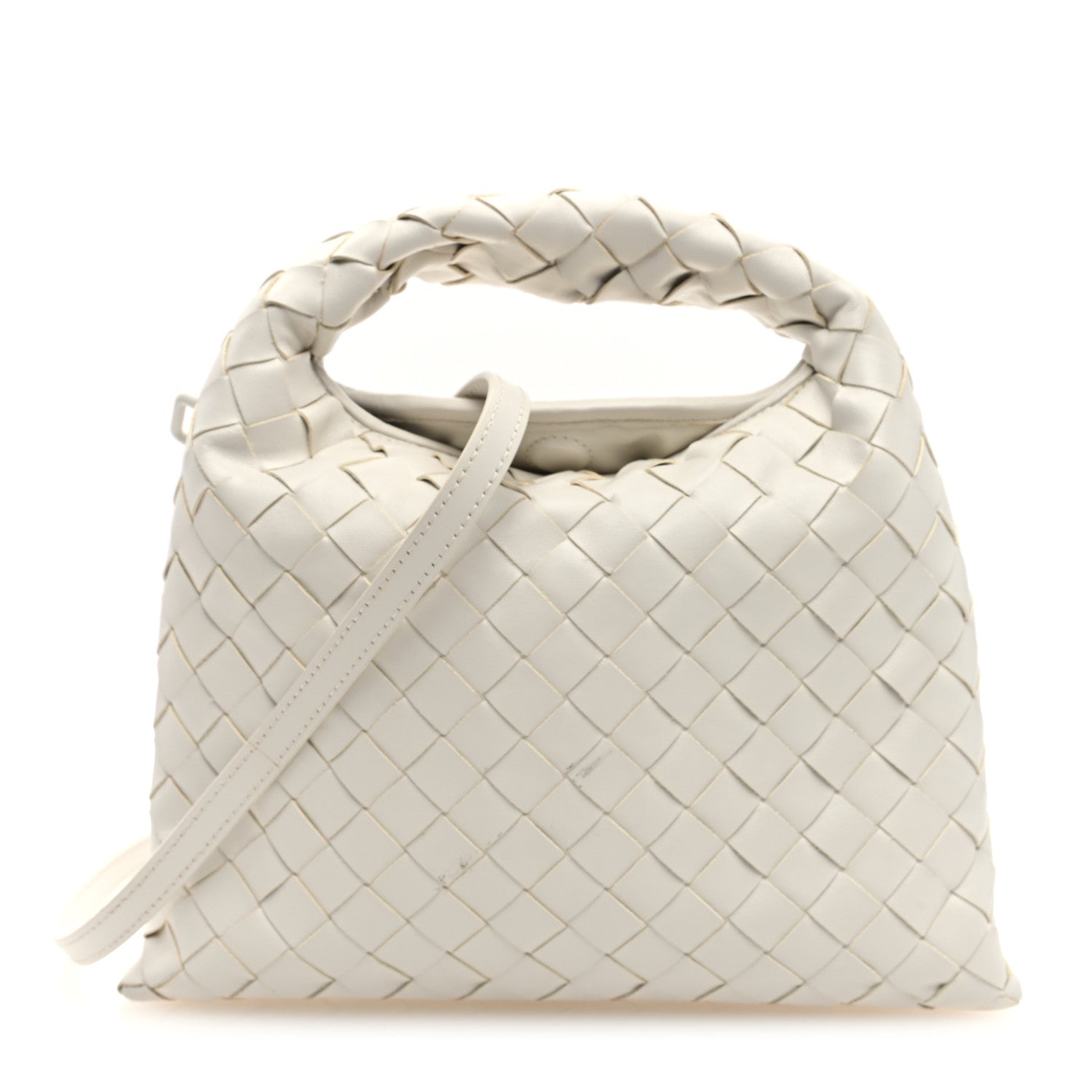 Bottega Veneta Calfskin Intrecciato Mini Hop White 1663321
