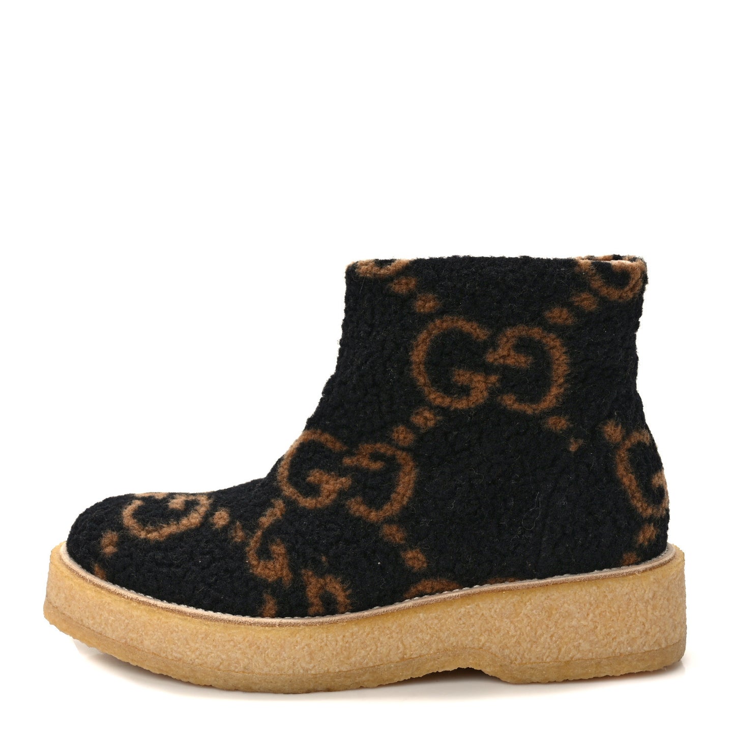 Faux Shearling Hooper GG Womens Ankle Boots 39.5 Black Natural Tan