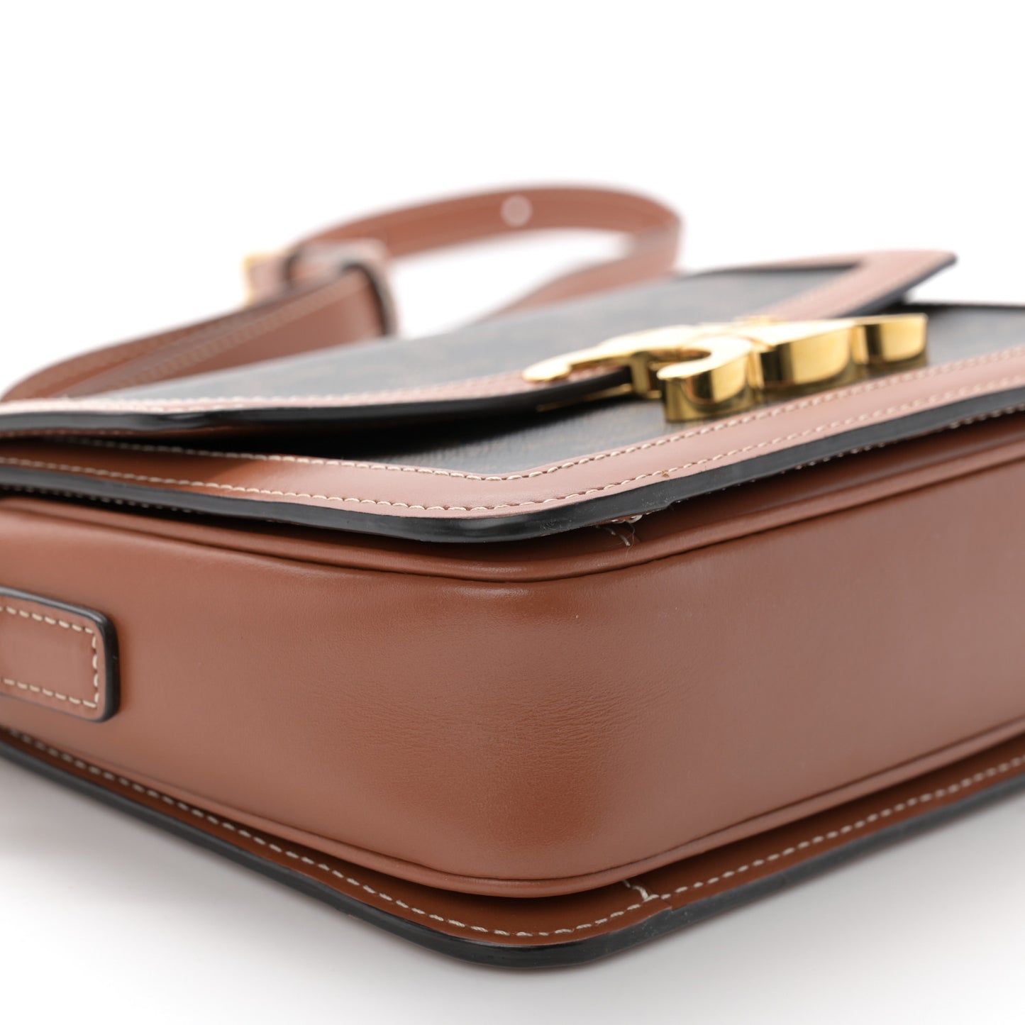 Calfskin Triomphe Canvas Teen Triomphe Bag Tan