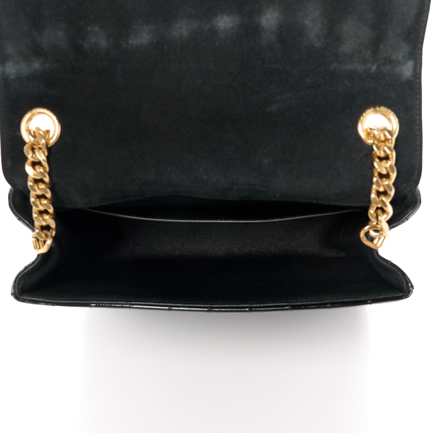 Patent Matelasse Monogram Large Vicky Chain Bag Black