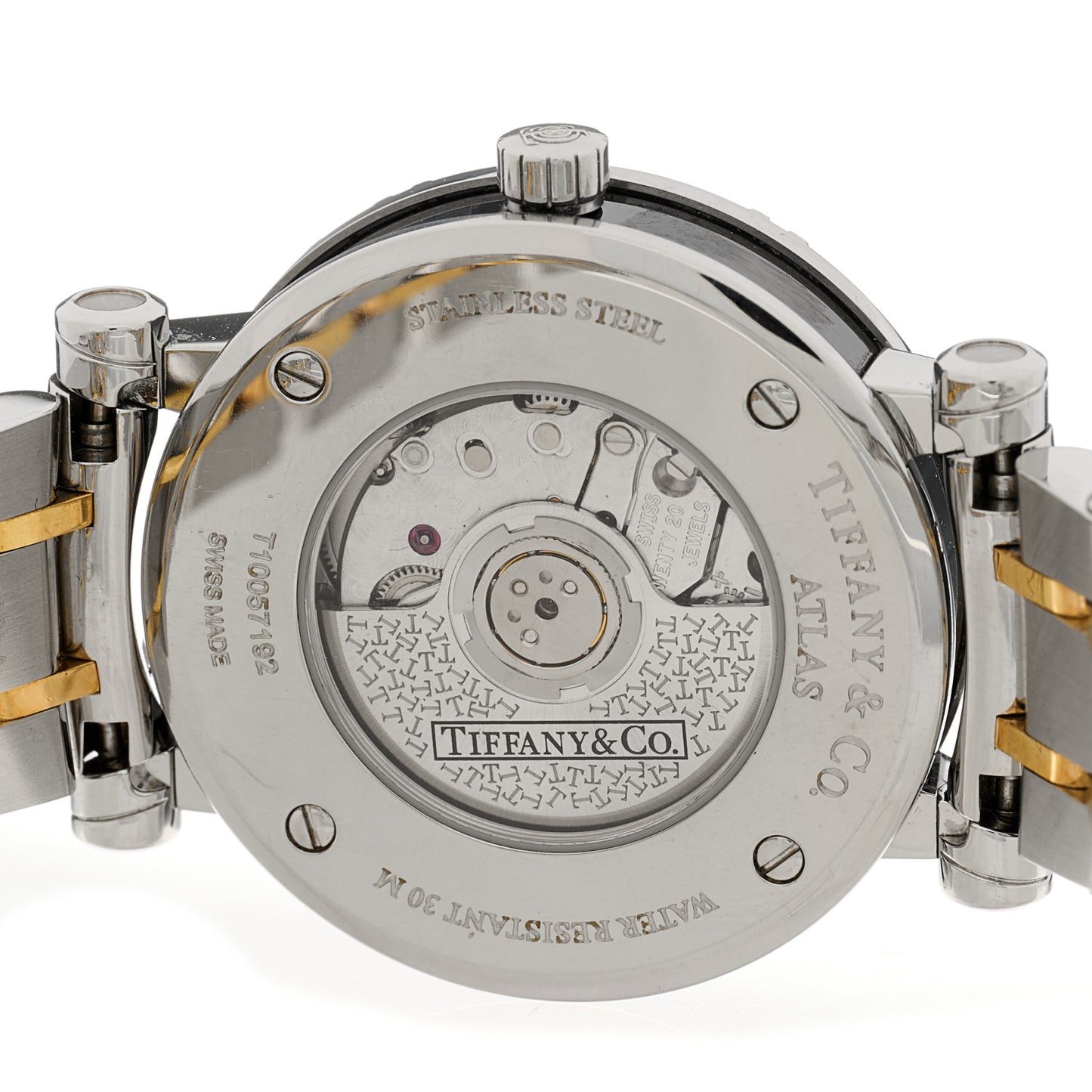 Stainless Steel 18K Yellow Gold 30mm Atlas Automatic Watch Black