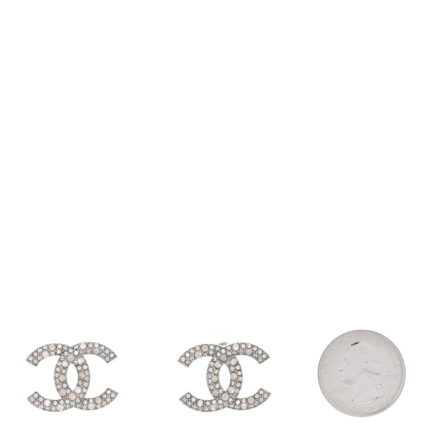 Crystal Large CC Earrings Silver