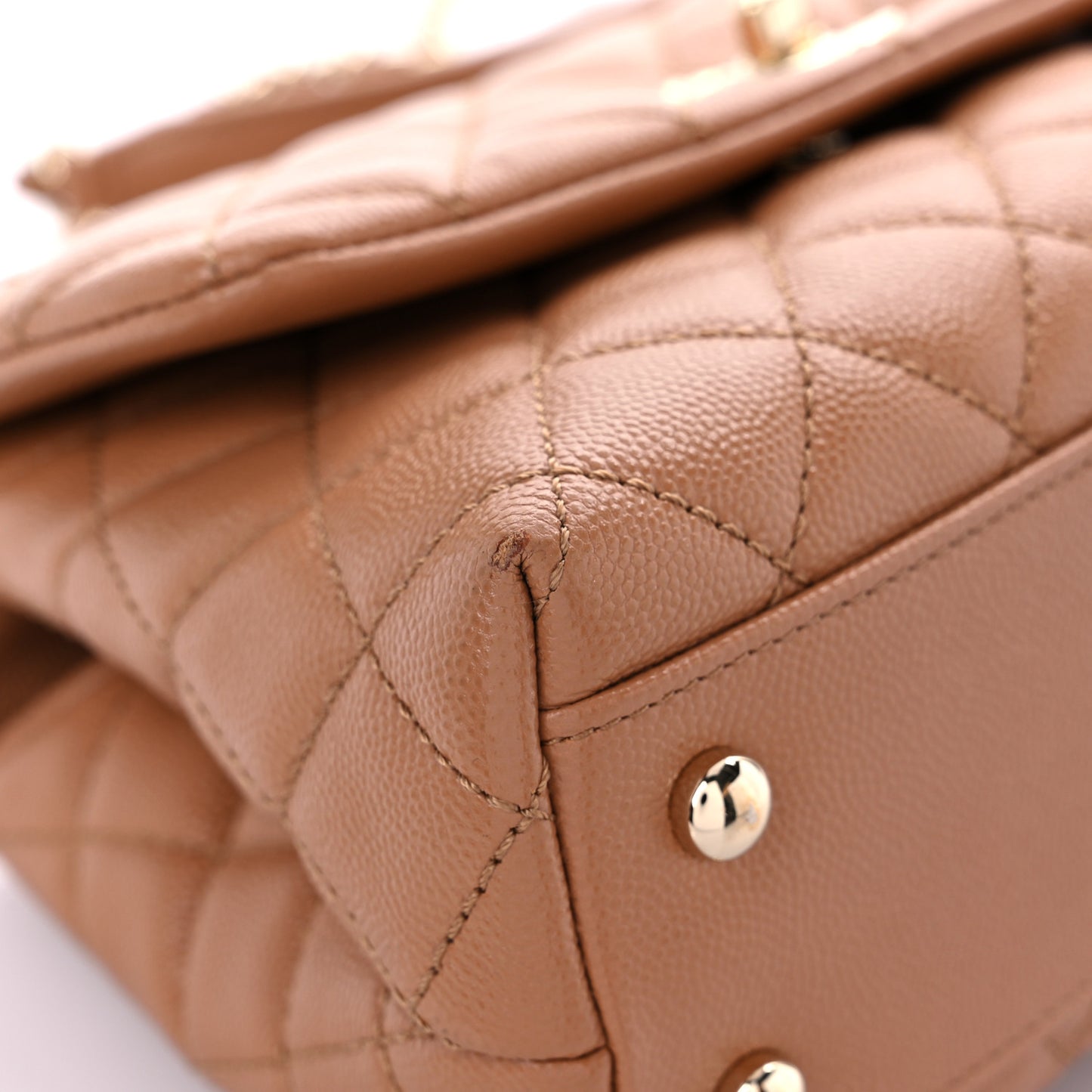 Caviar Quilted Lizard Embossed Mini Coco Handle Flap Brown