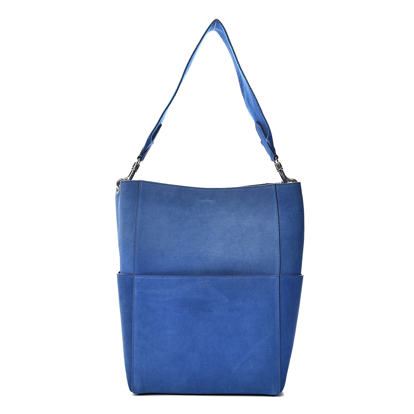 Suede Sangle Bucket Bag Electric Blue