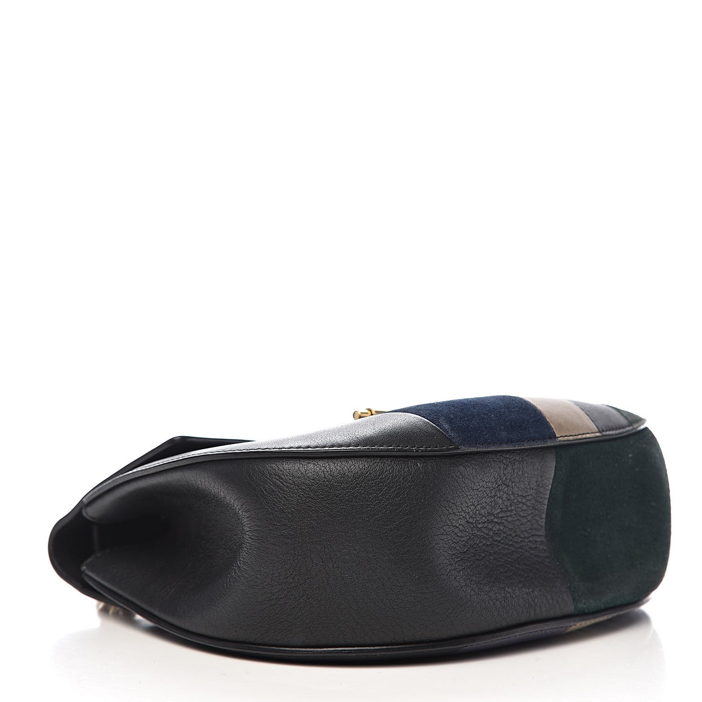 Suede Calfskin Patchwork Drew Shoulder Bag Black