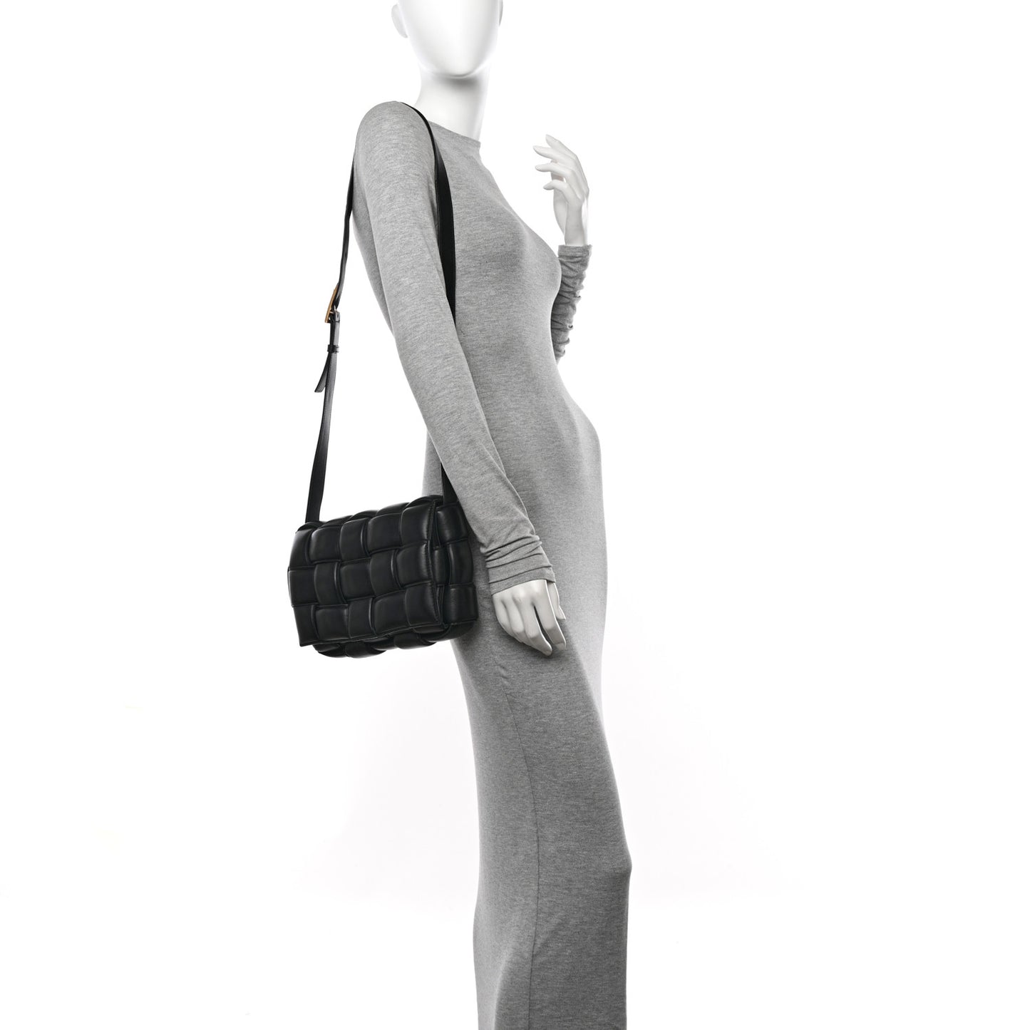 Nappa Maxi Intreccio Padded Cassette Crossbody Bag Black