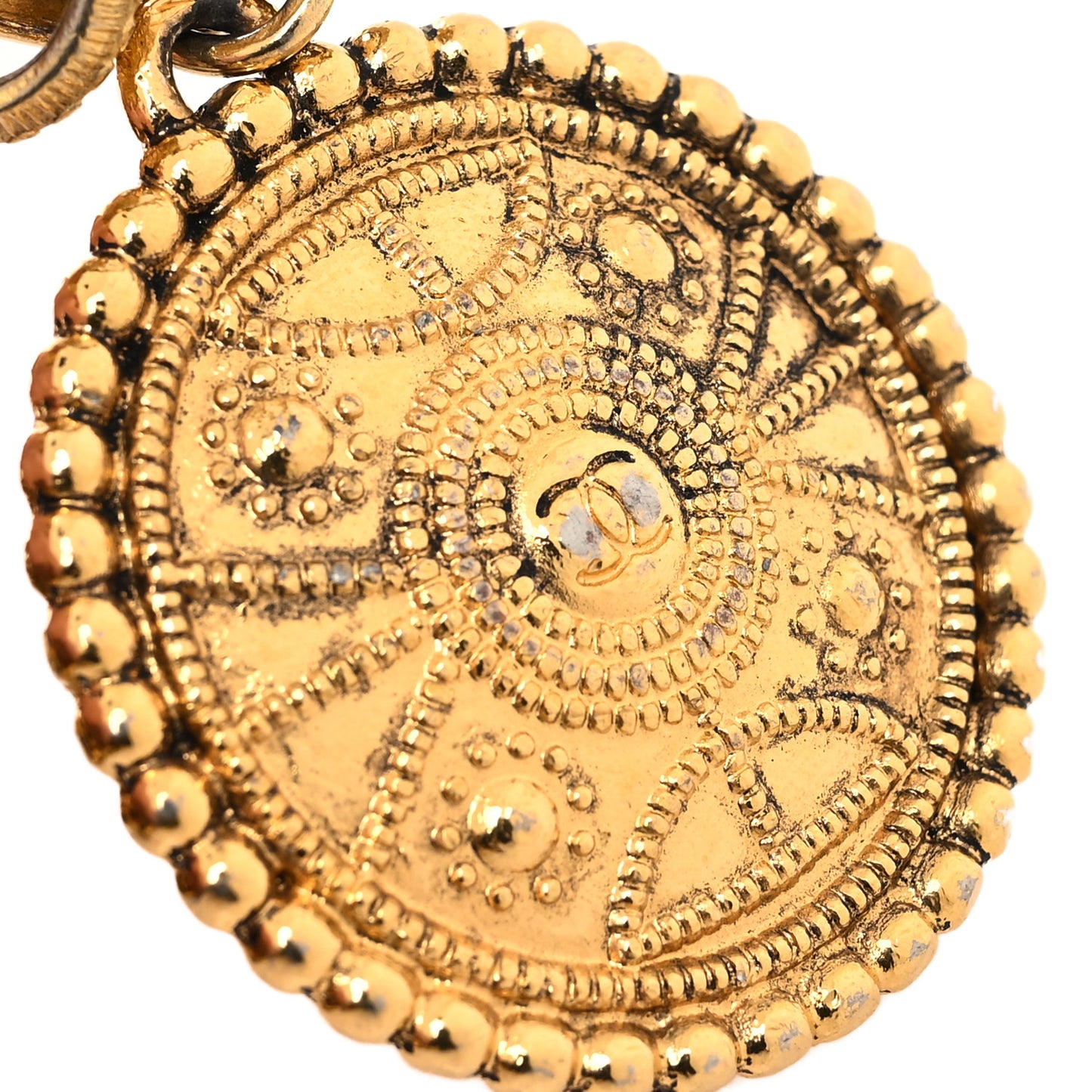 Metal Chain CC Medallion Belt Gold