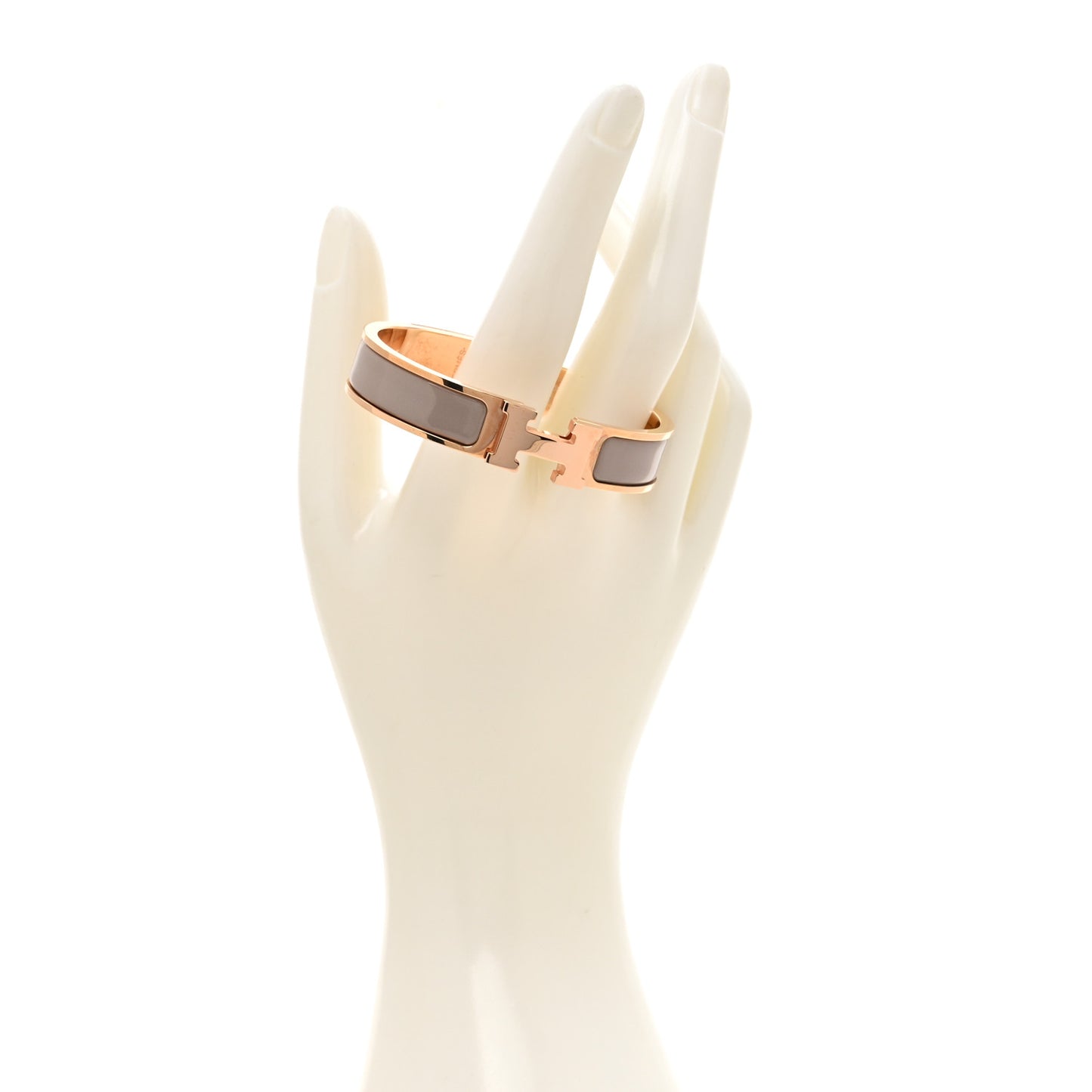 Enamel Narrow Clic Clac H Bracelet PM Marron Glace