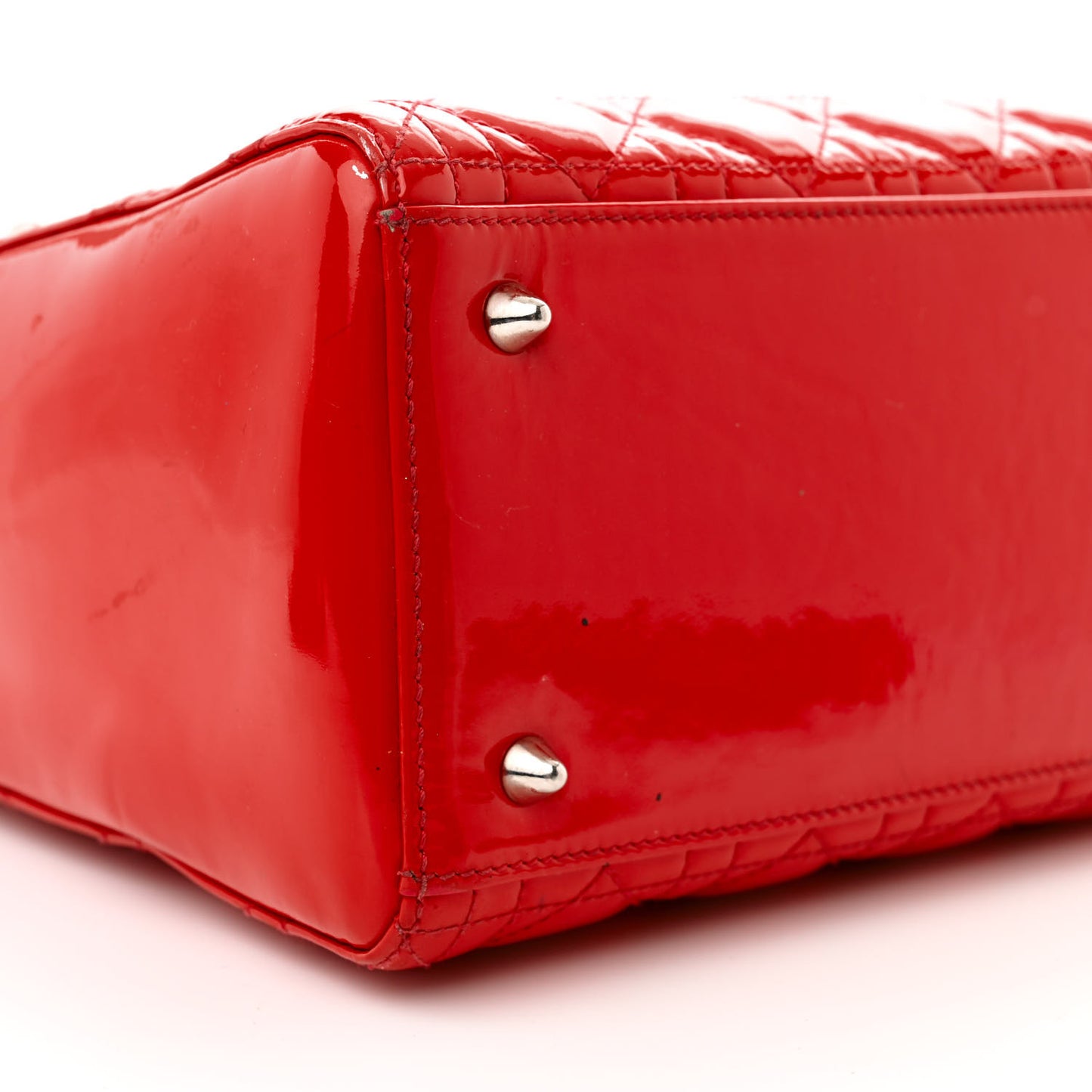 Patent Cannage Whipstitch Medium Lady Dior Red