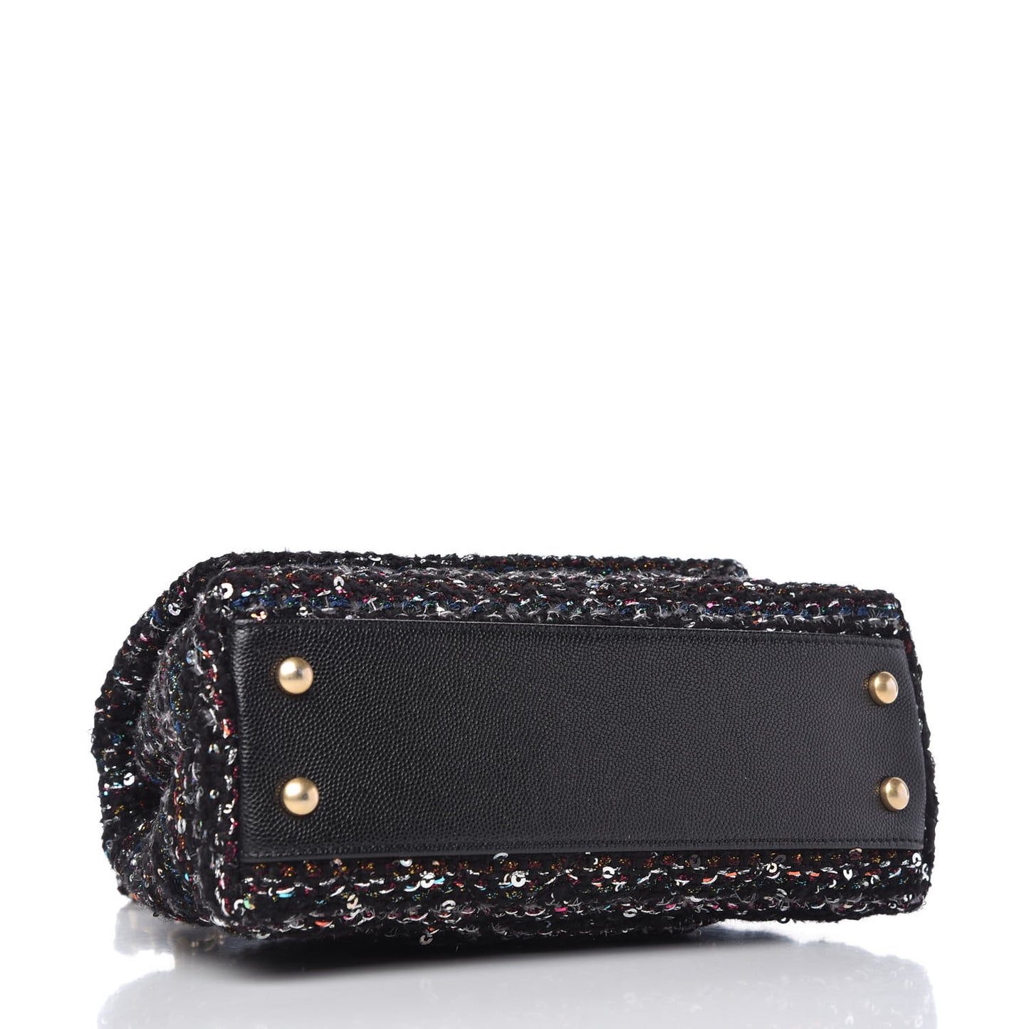 Tweed Sequin Mini Coco Handle Flap Black