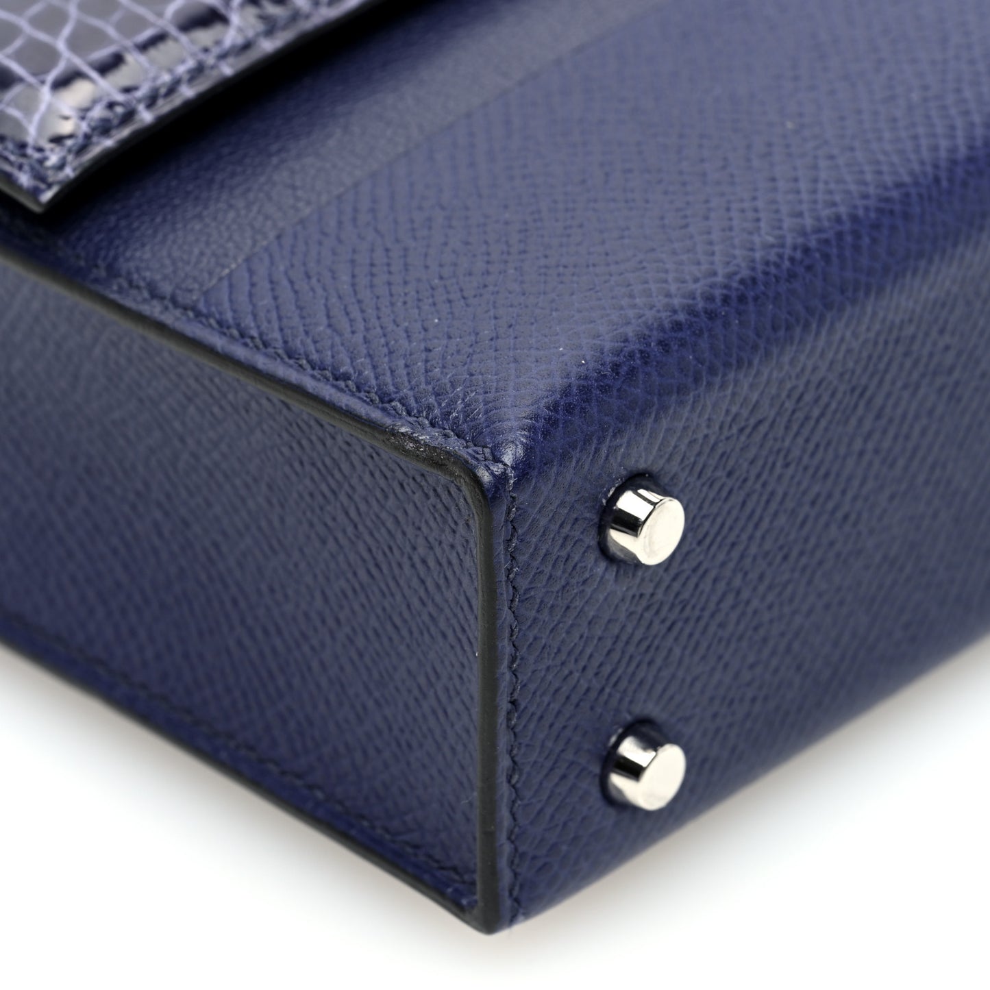 Epsom Shiny Alligator Mini Verrou Chaine Bag Bleu Encre Black