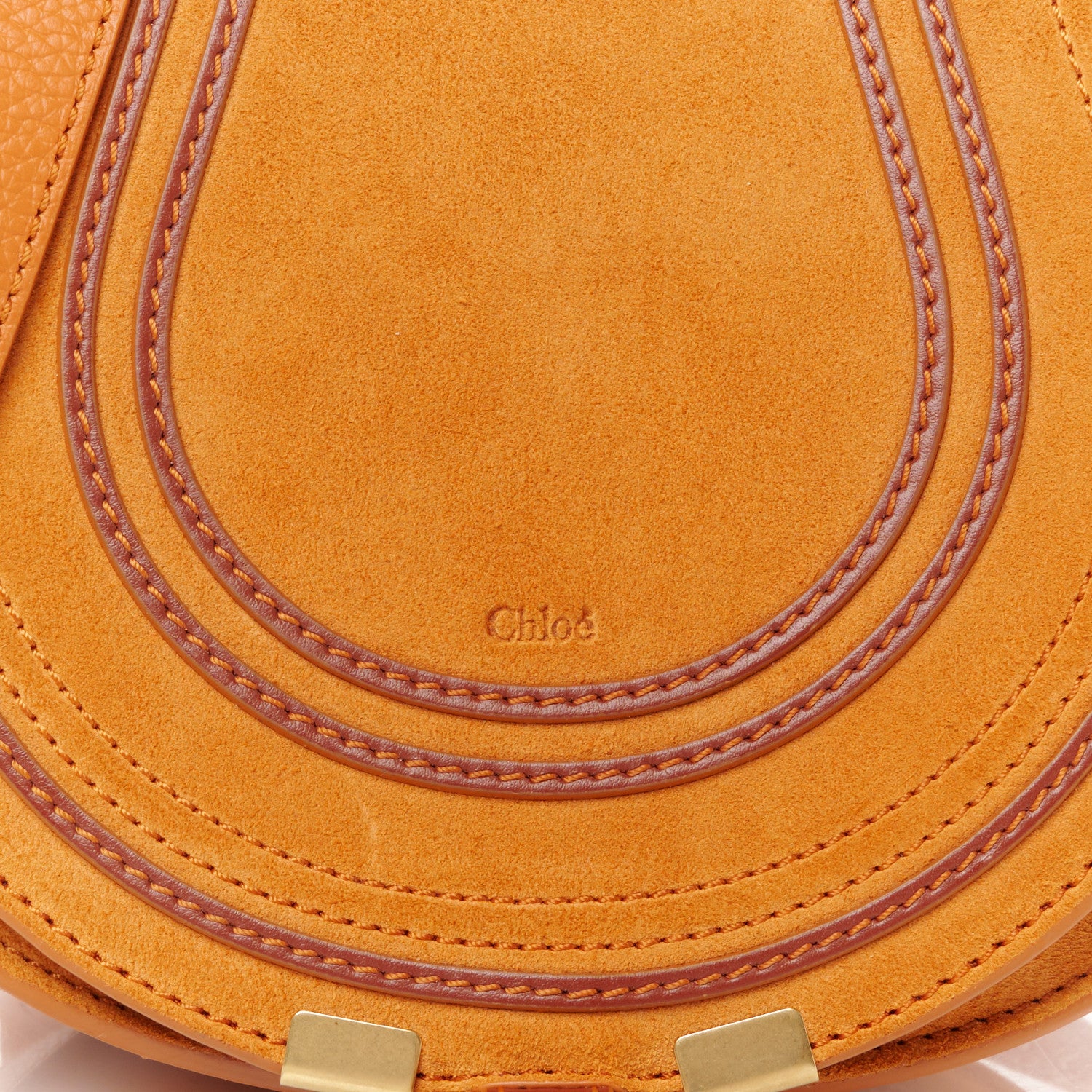 Chloe Suede Calfskin Mini Marcie Round Crossbody Bag Henna Orange 9 of 11