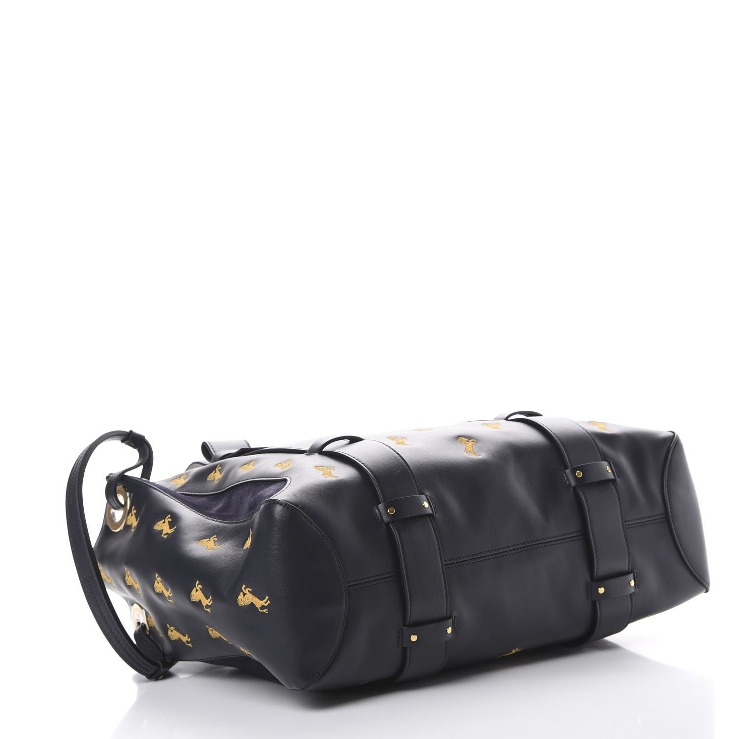 Chloe Smooth Calfskin Little Horses Embroidered Tao Zipped Tote Full Blue 3 of 10