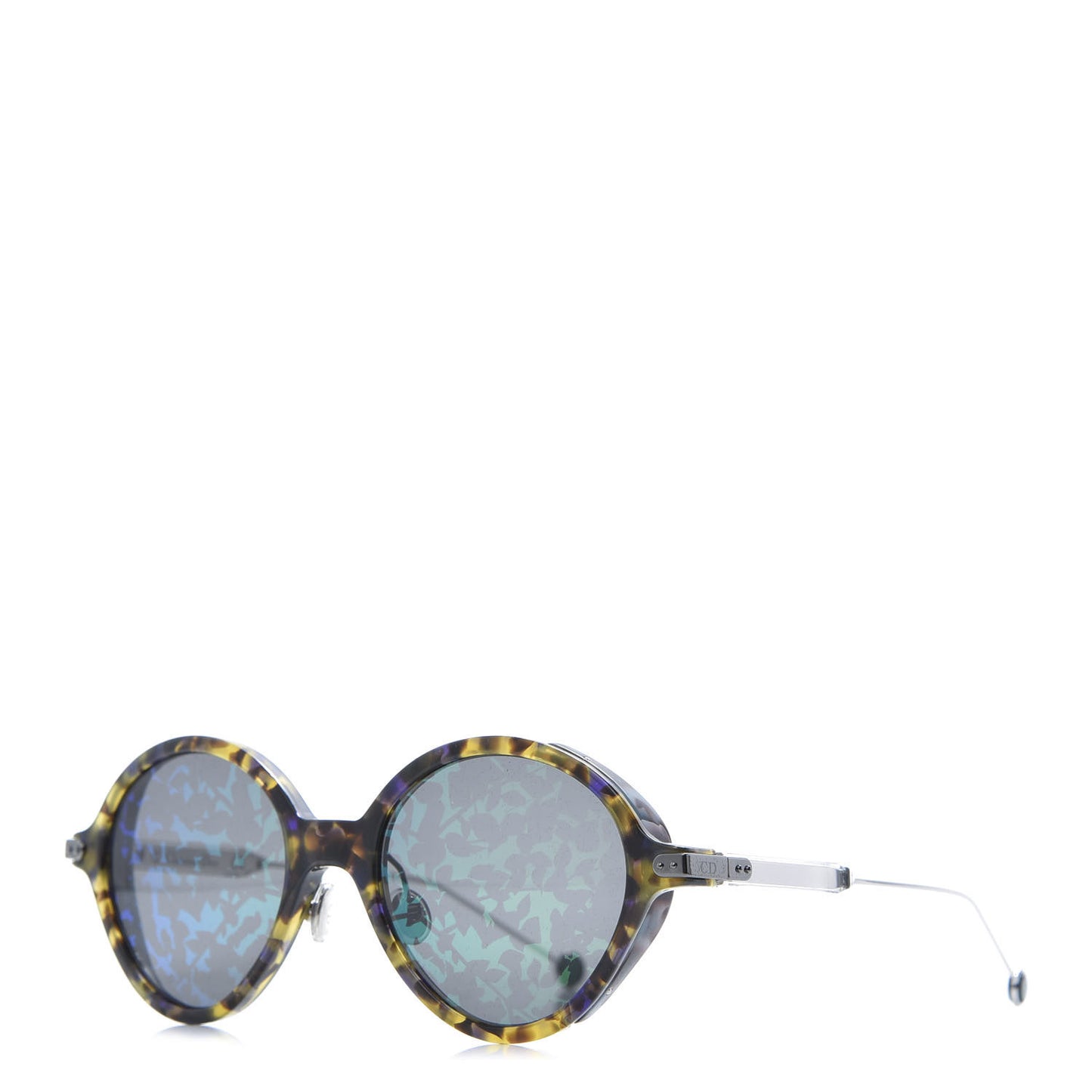 Acetate Leaf Print Umbrage Round Sunglasses Green Foliage