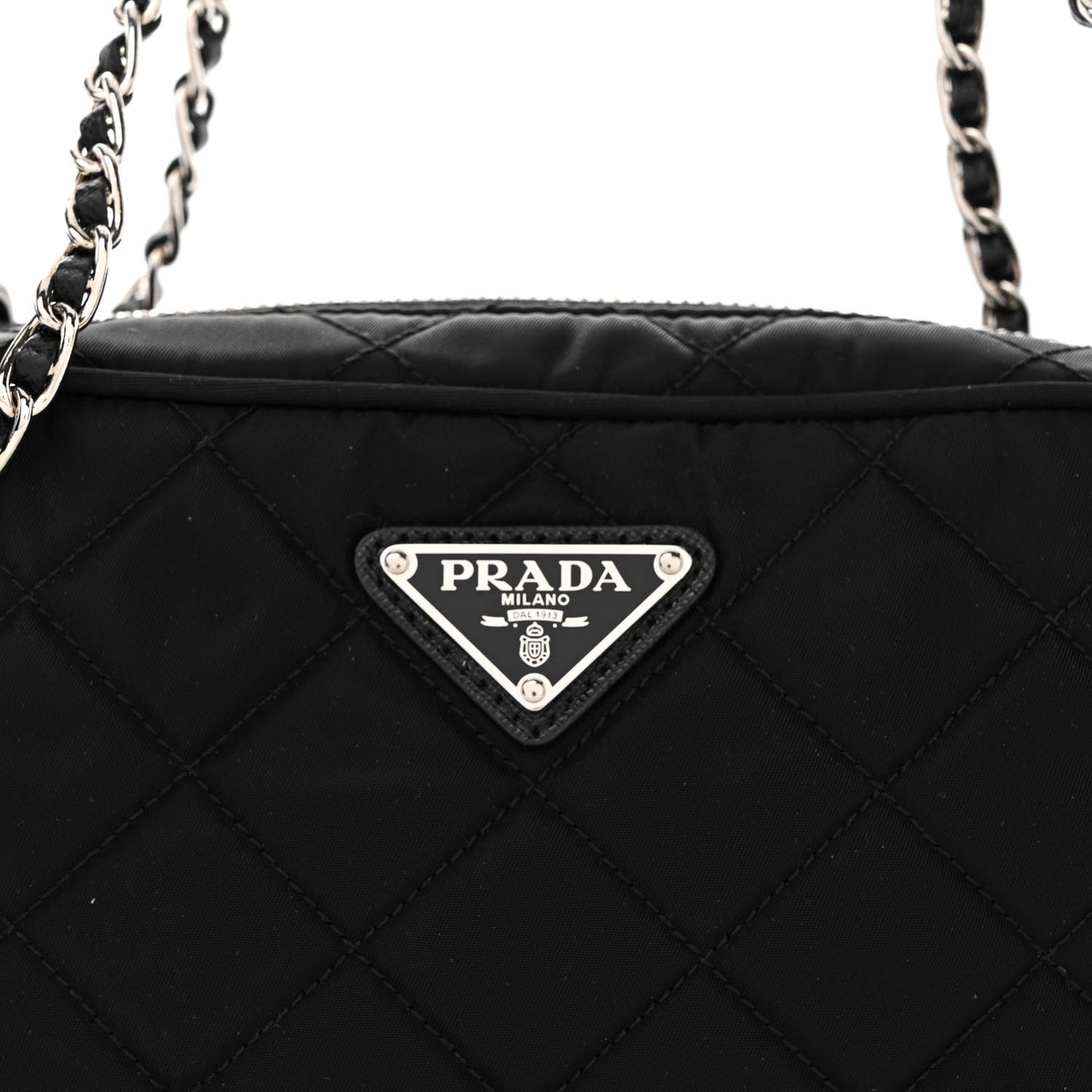 Nylon Tessuto Impuntu Quilted Bandoliera Crossbody Bag Black