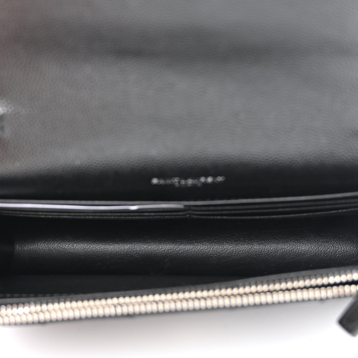 Grain De Poudre Matelasse Chevron Monogram Envelope Chain Wallet Black
