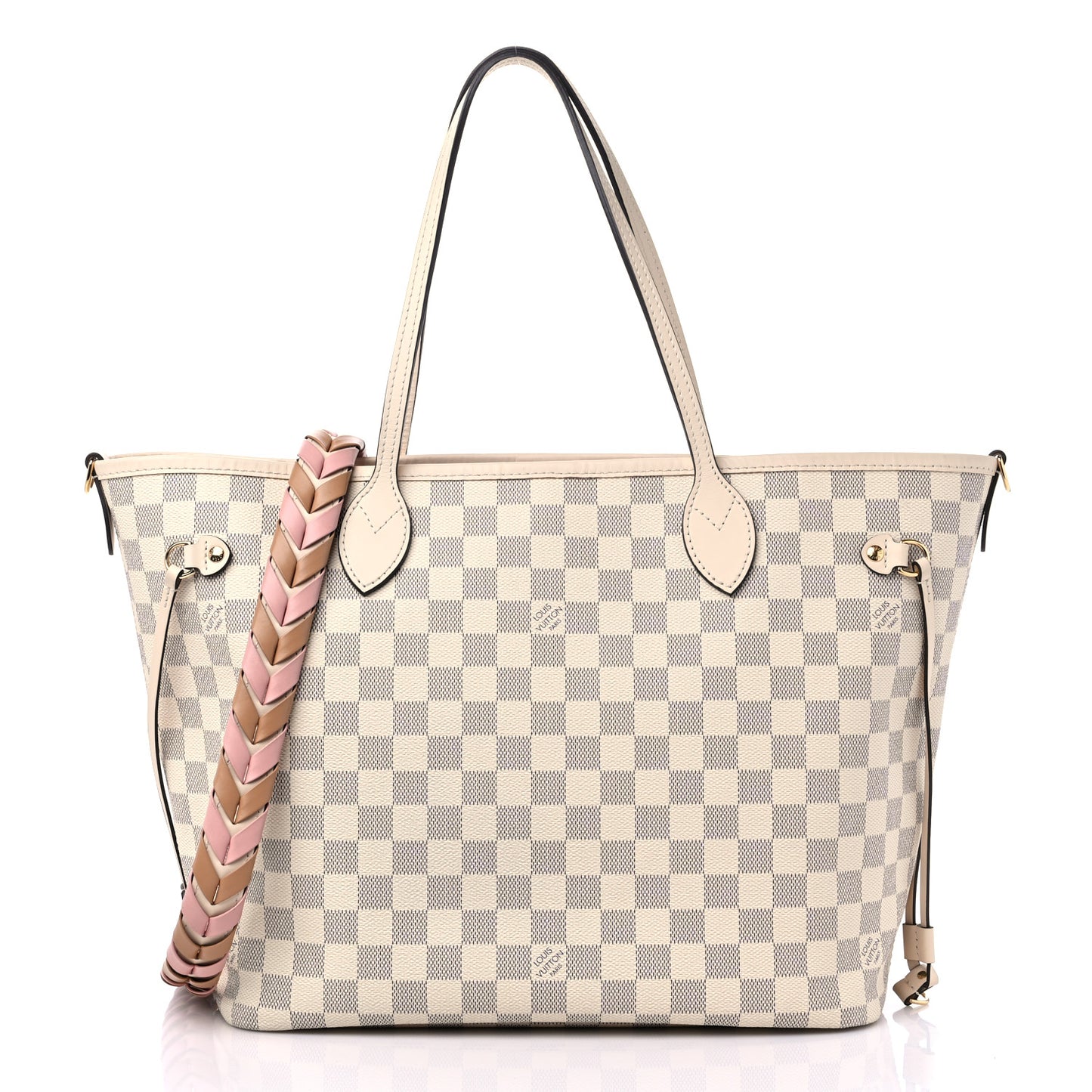 Damier Azur Braided Neverfull MM Pink