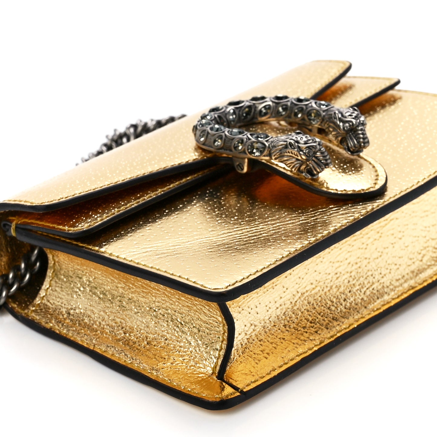 Metallic Calfskin Super Mini Dionysus Shoulder Bag Gold