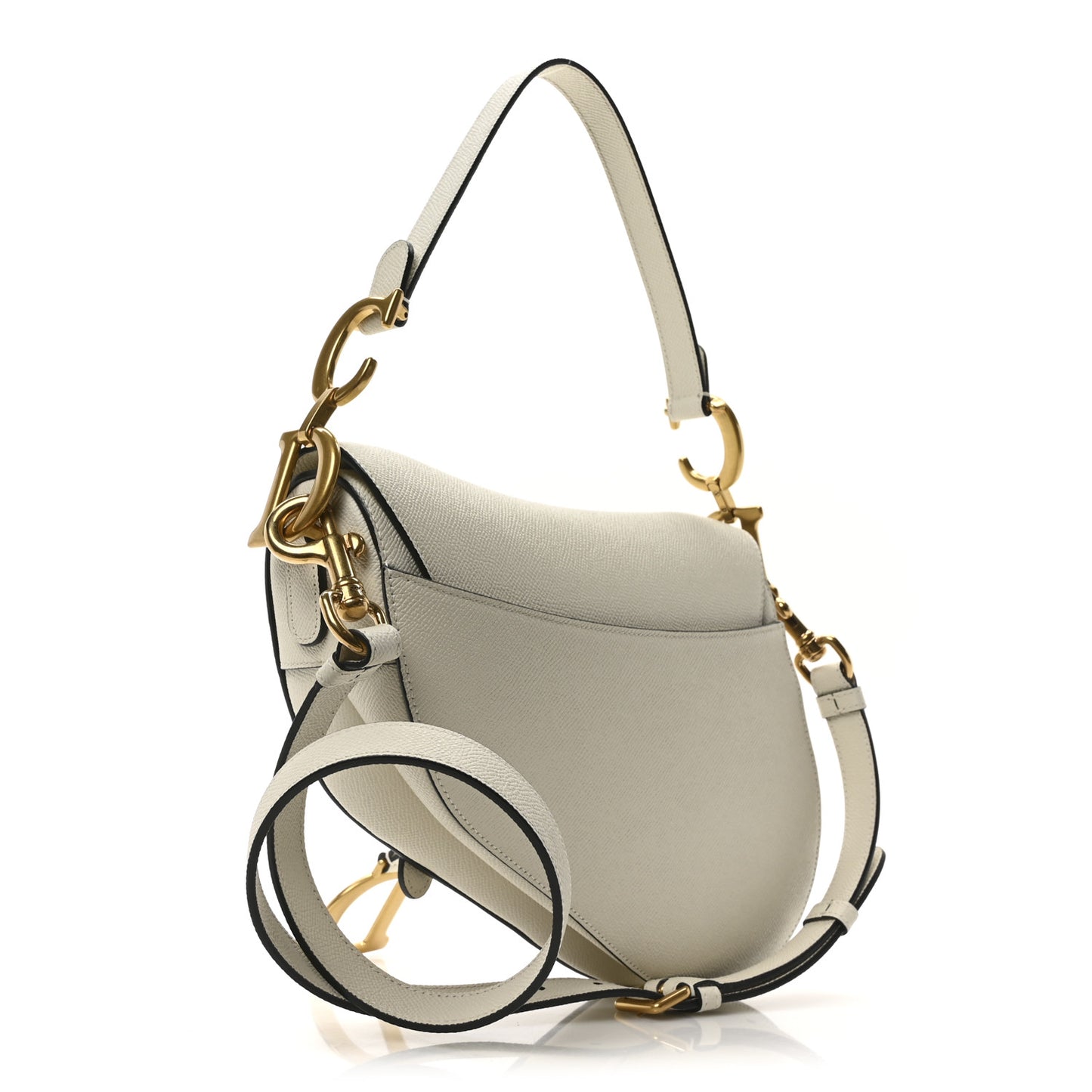 Grained Calfskin Saddle Bag With Strap Latte
