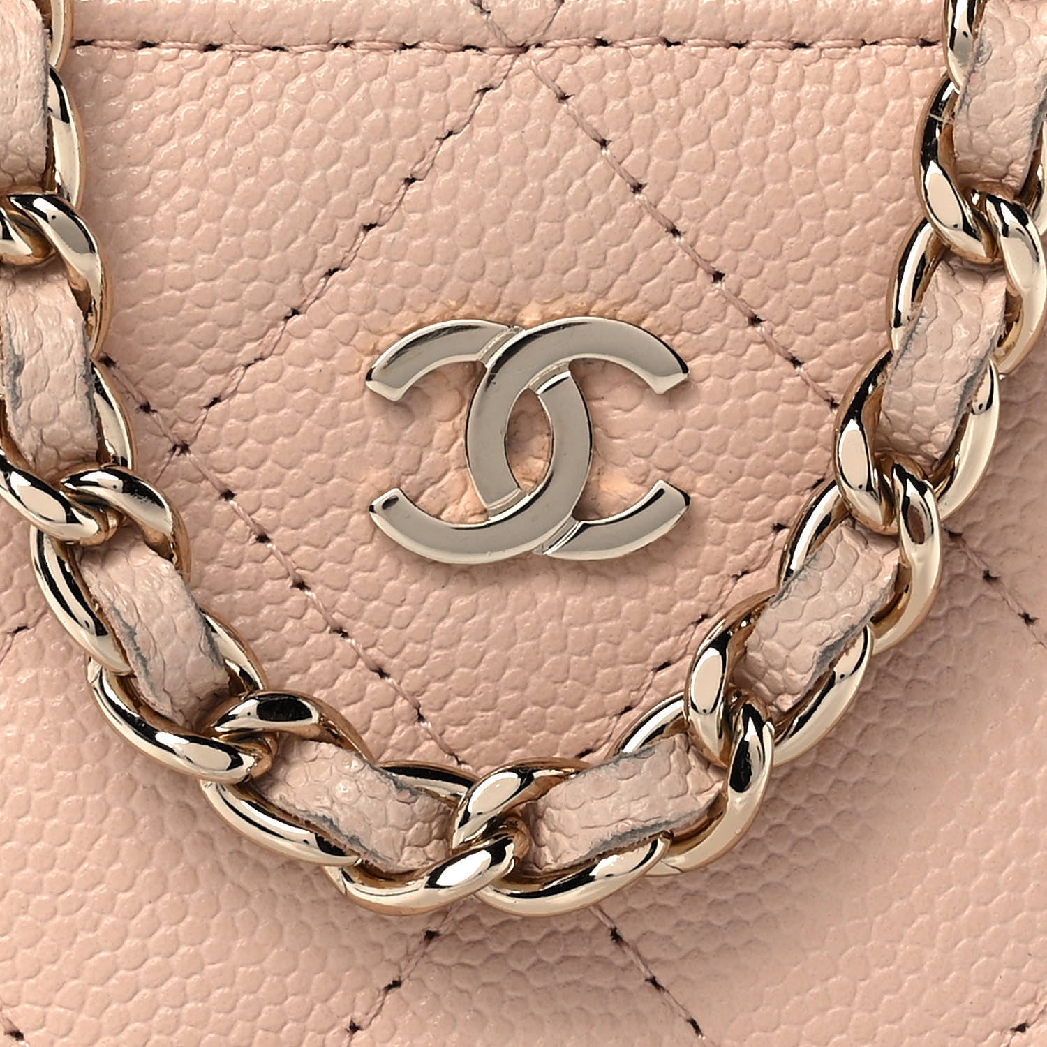 Chanel Caviar Quilted Mini Vanity Case With Chain Light Beige 8 of 9