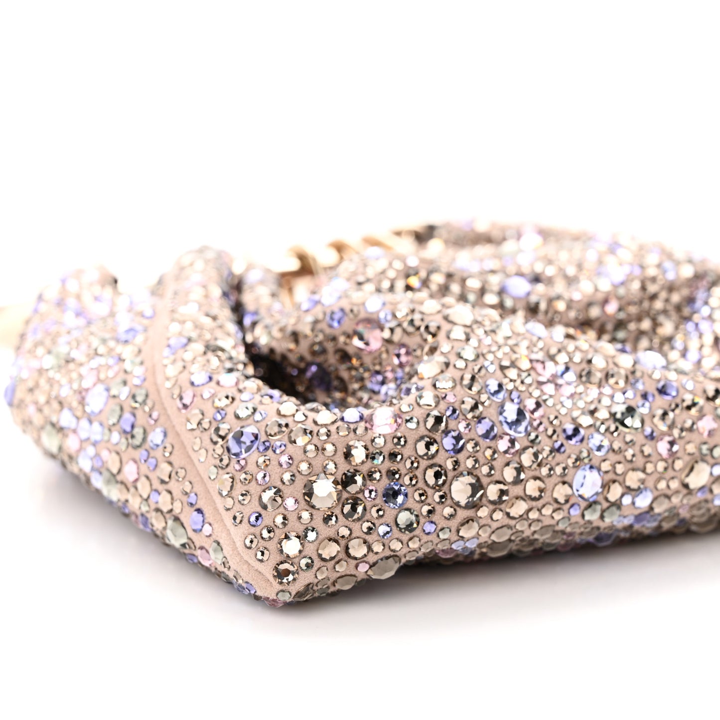 Crystal Suede Bebop Loop Handle Clutch Pink