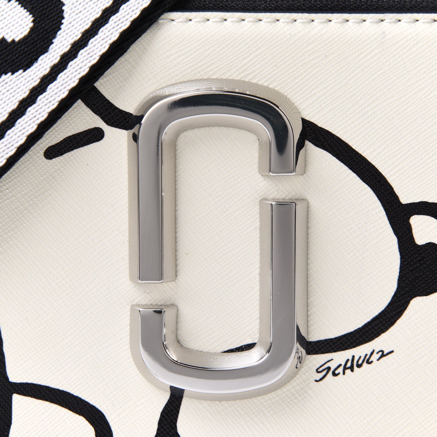 X Peanuts Saffiano Small Snoopy Snapshot Camera Bag White Black