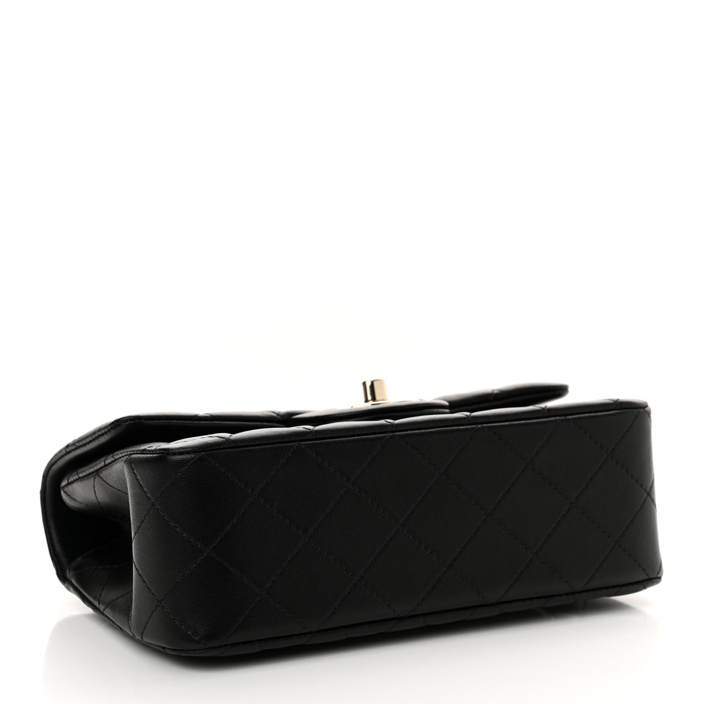 Lambskin Quilted Mini Top Handle Rectangular Flap Black