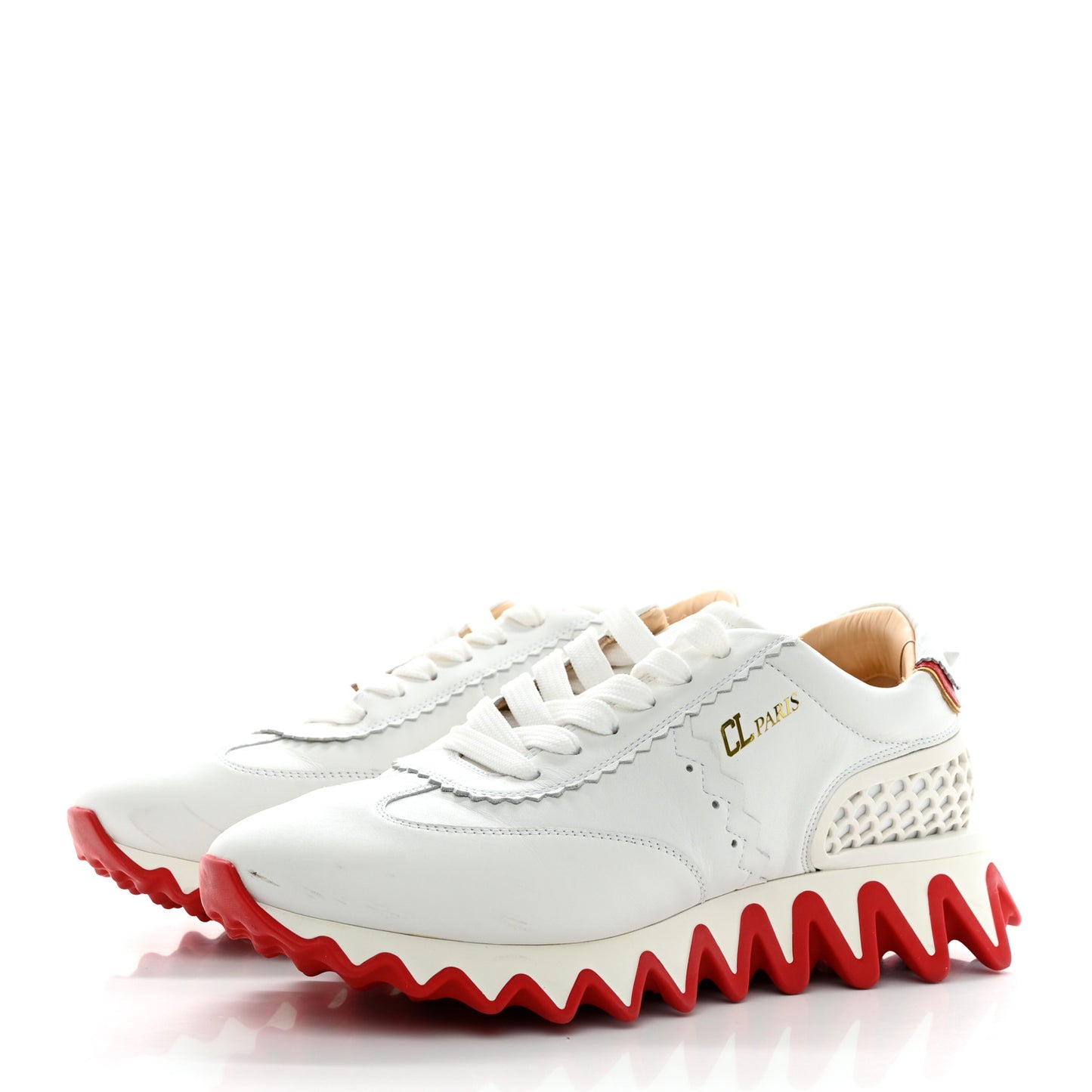 Calfskin Rubber Neoprene Nappa Mens Loubishark Sneakers 41 White