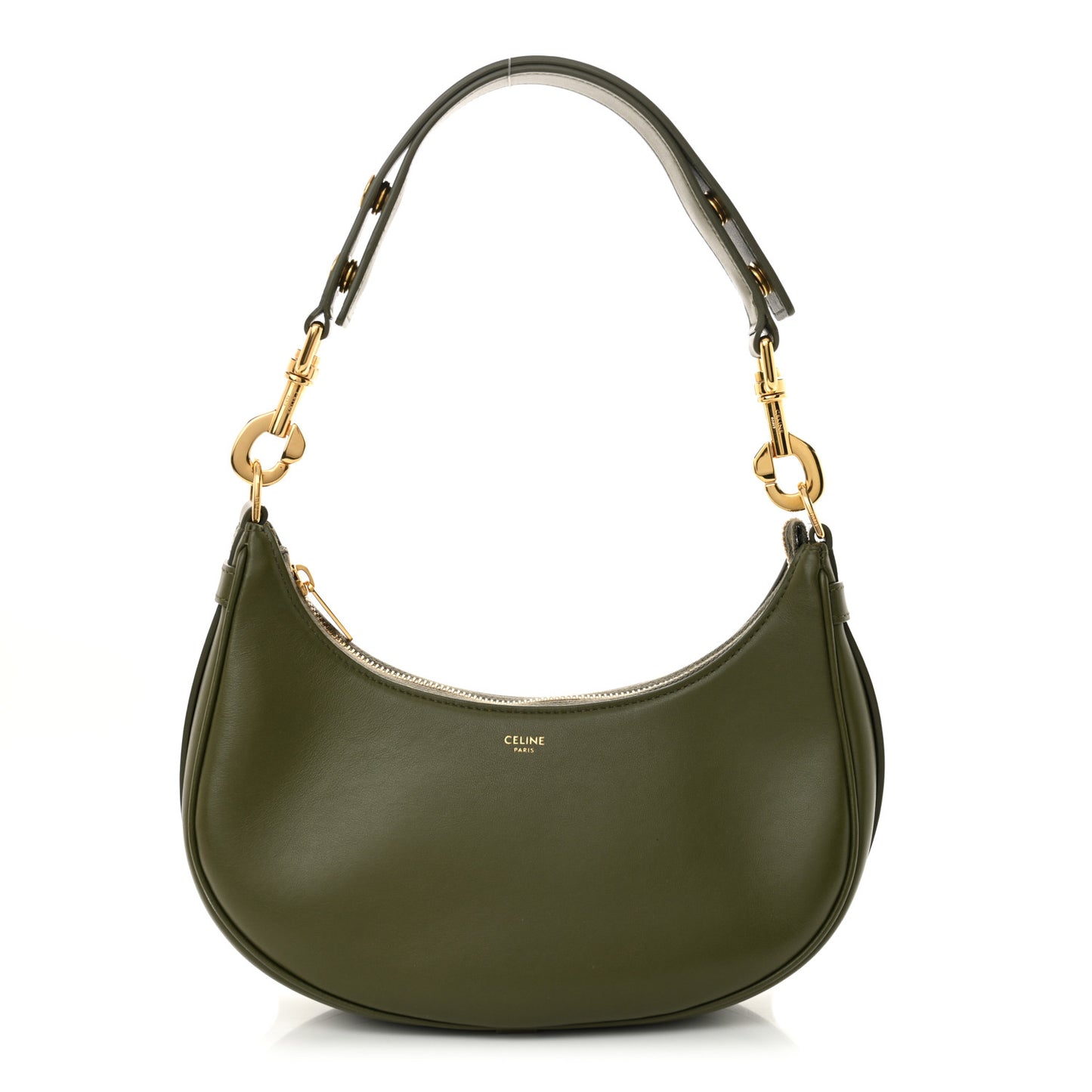 Smooth Calfskin Medium Strap Ava Shoulder Bag Dark Olive