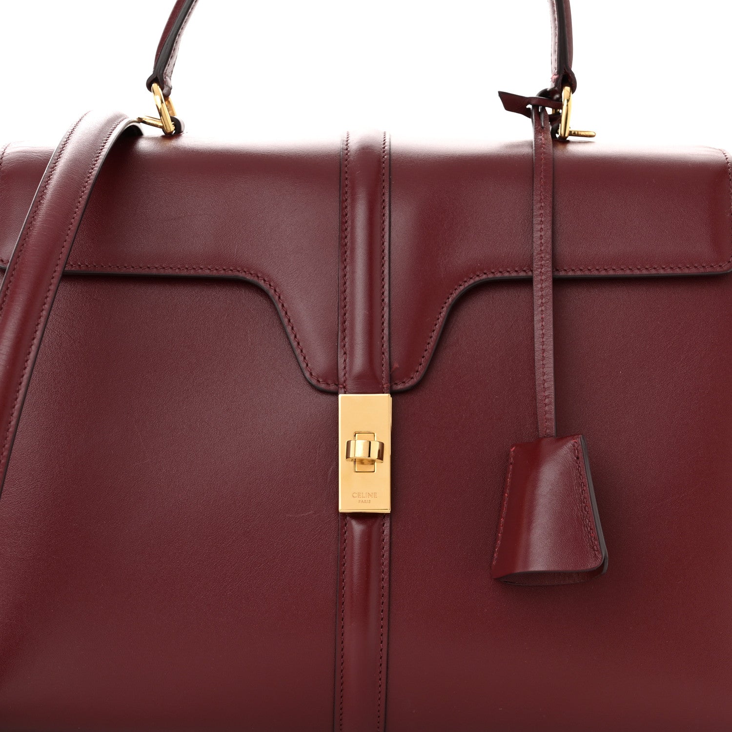 Celine Satinated Calfskin Medium 16 Top Handle Bag Light Burgundy 9 of 11