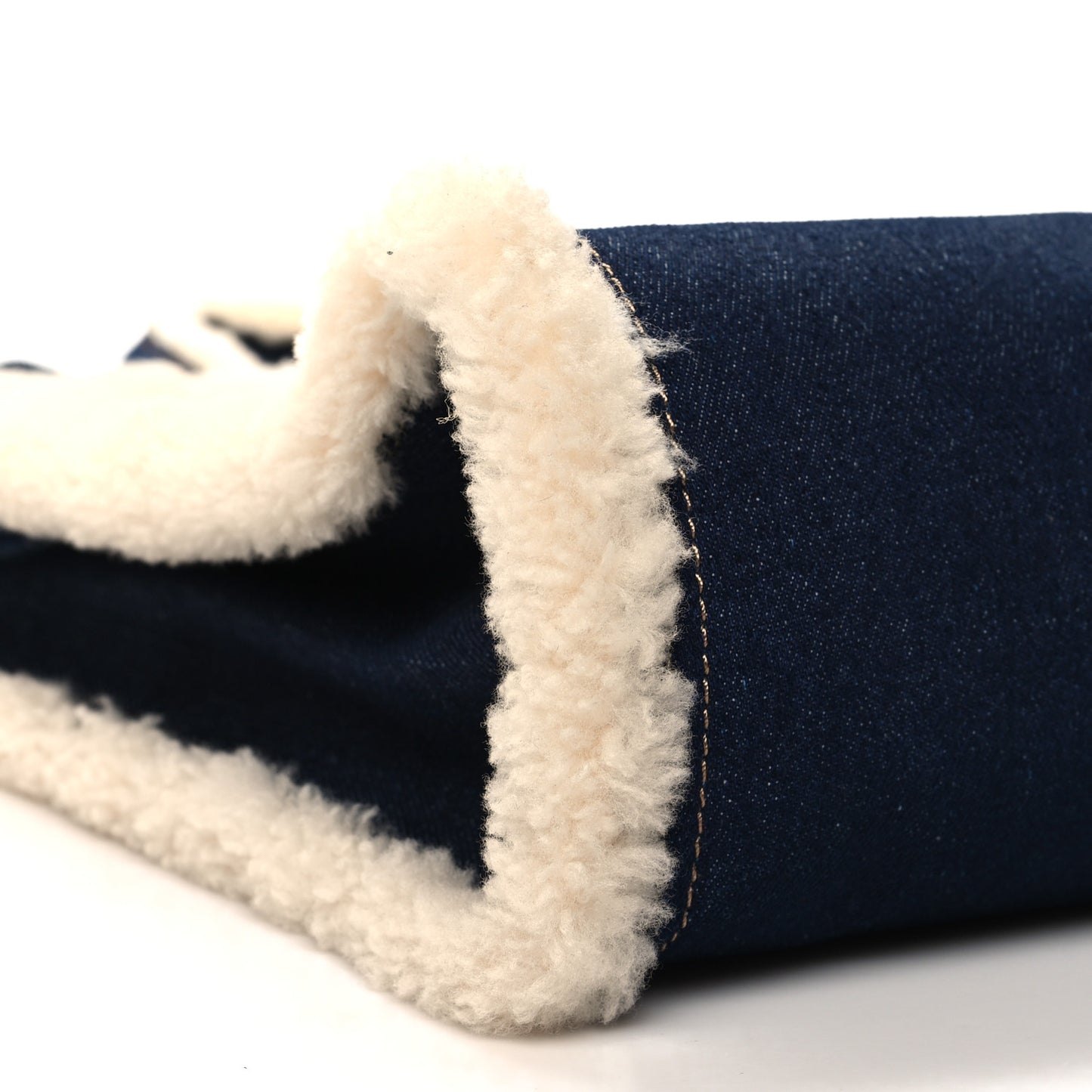 X UGG Denim Shearling Medium Shopping Bag Raw Denim