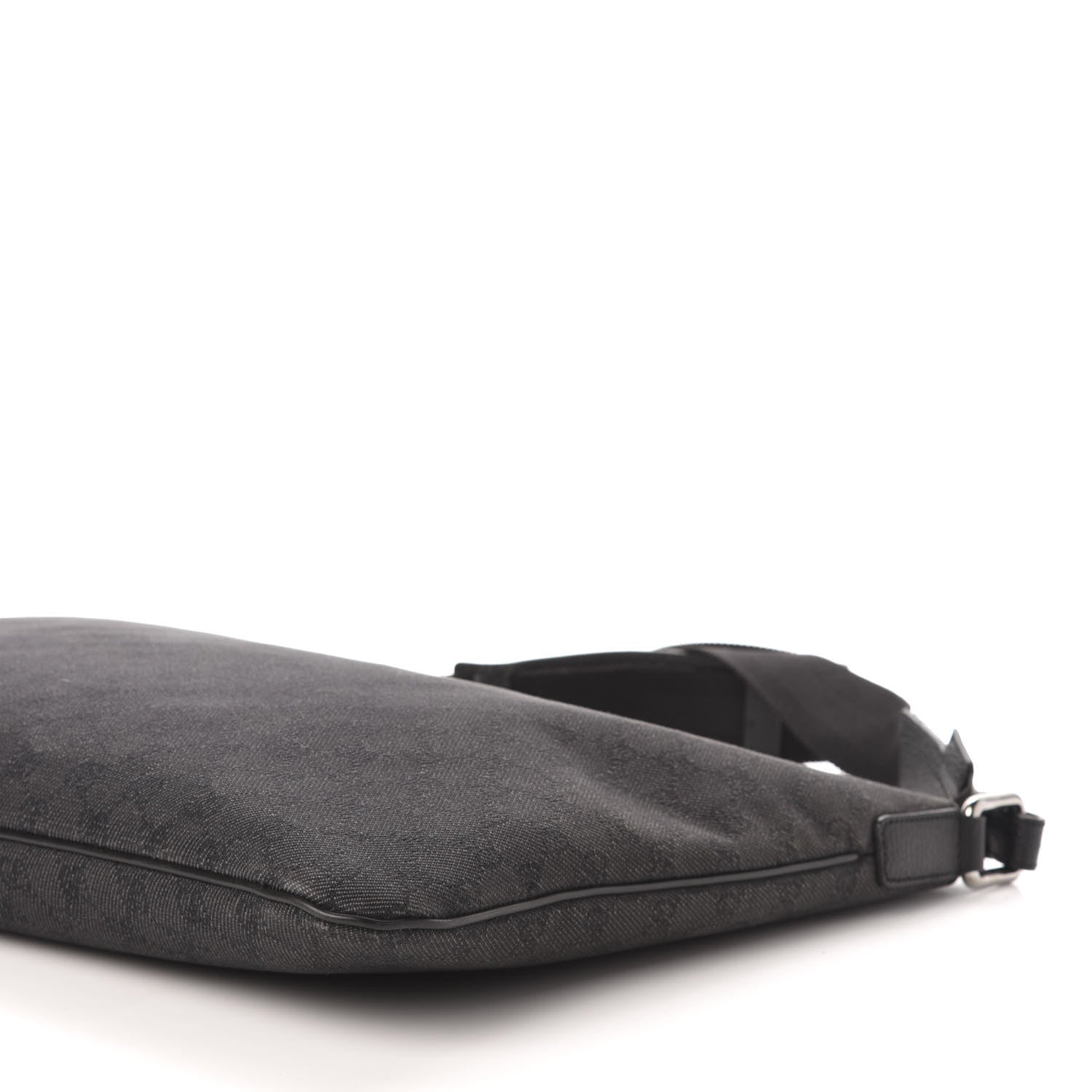 Gucci Denim Monogram Flat Messenger Bag Black 10 of 11