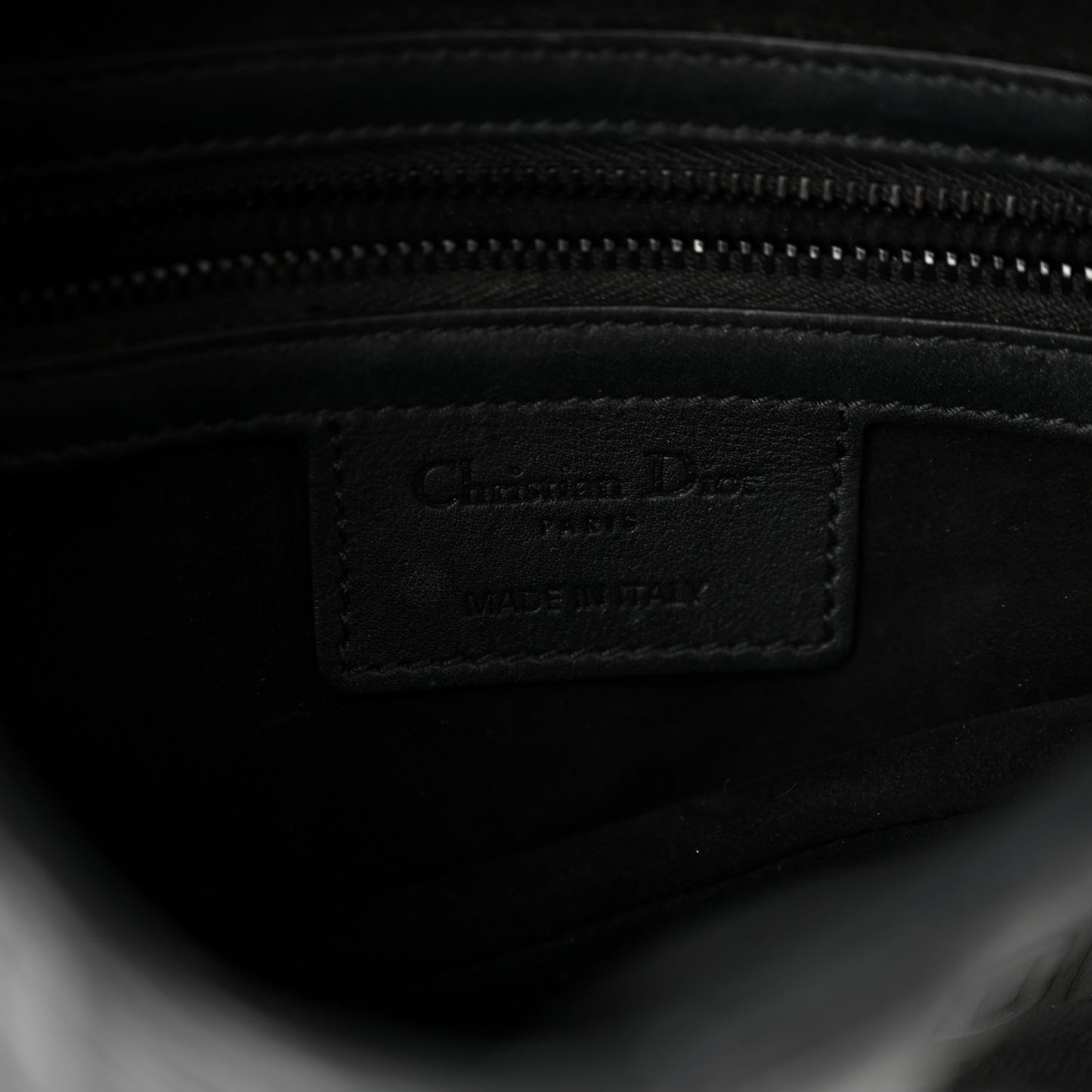 Calfskin Embossed Oblique Saddle Bag Black