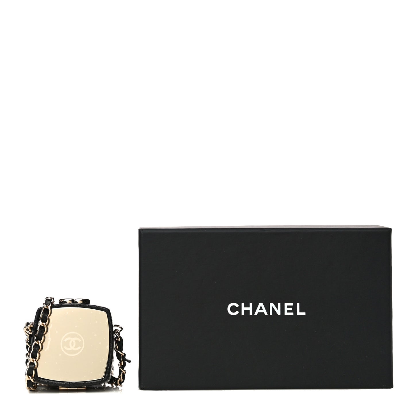 Lambskin Quilted Small Beauty Box Clutch With Chain Black