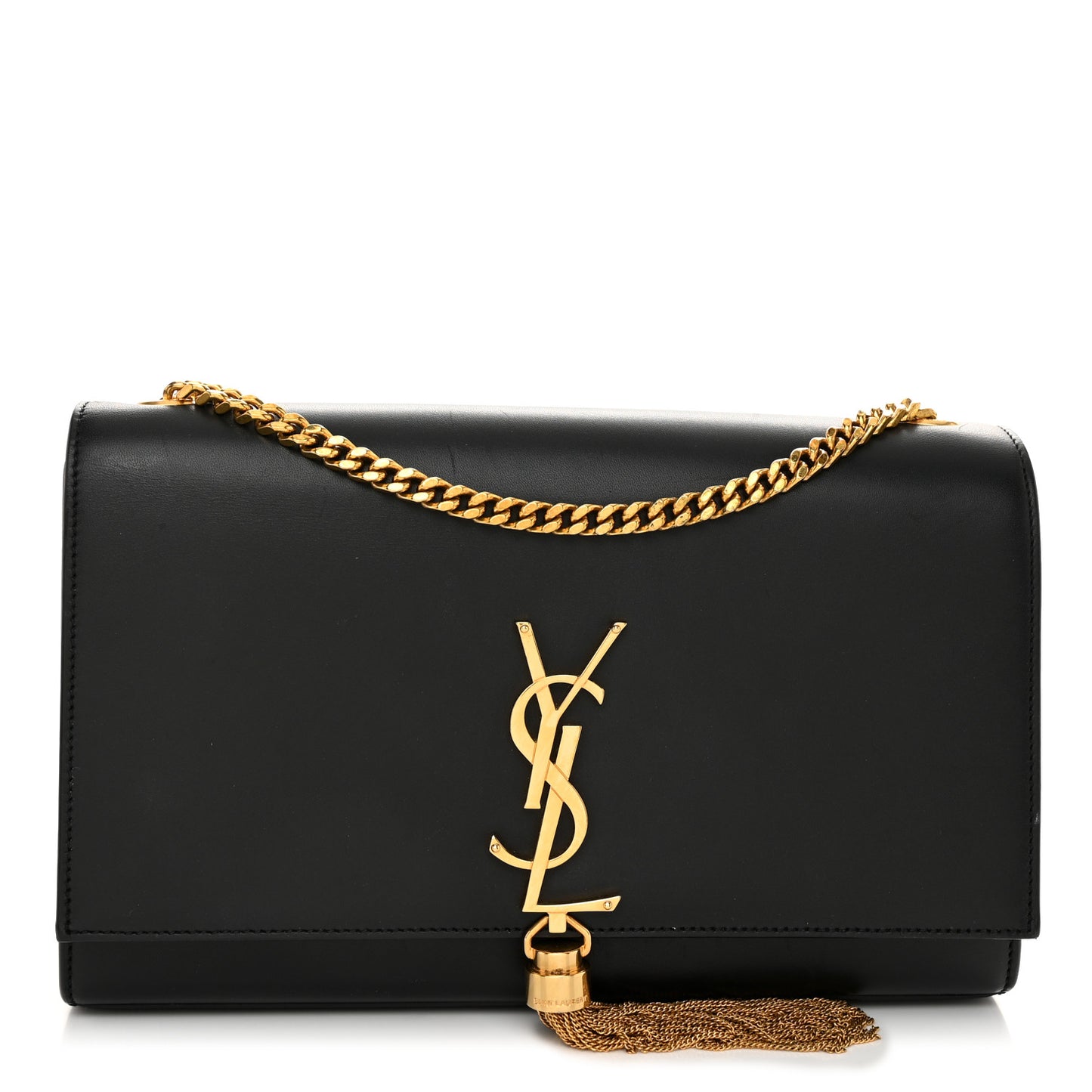 Smooth Calfskin Medium Classic Monogram Kate Tassel Satchel Black