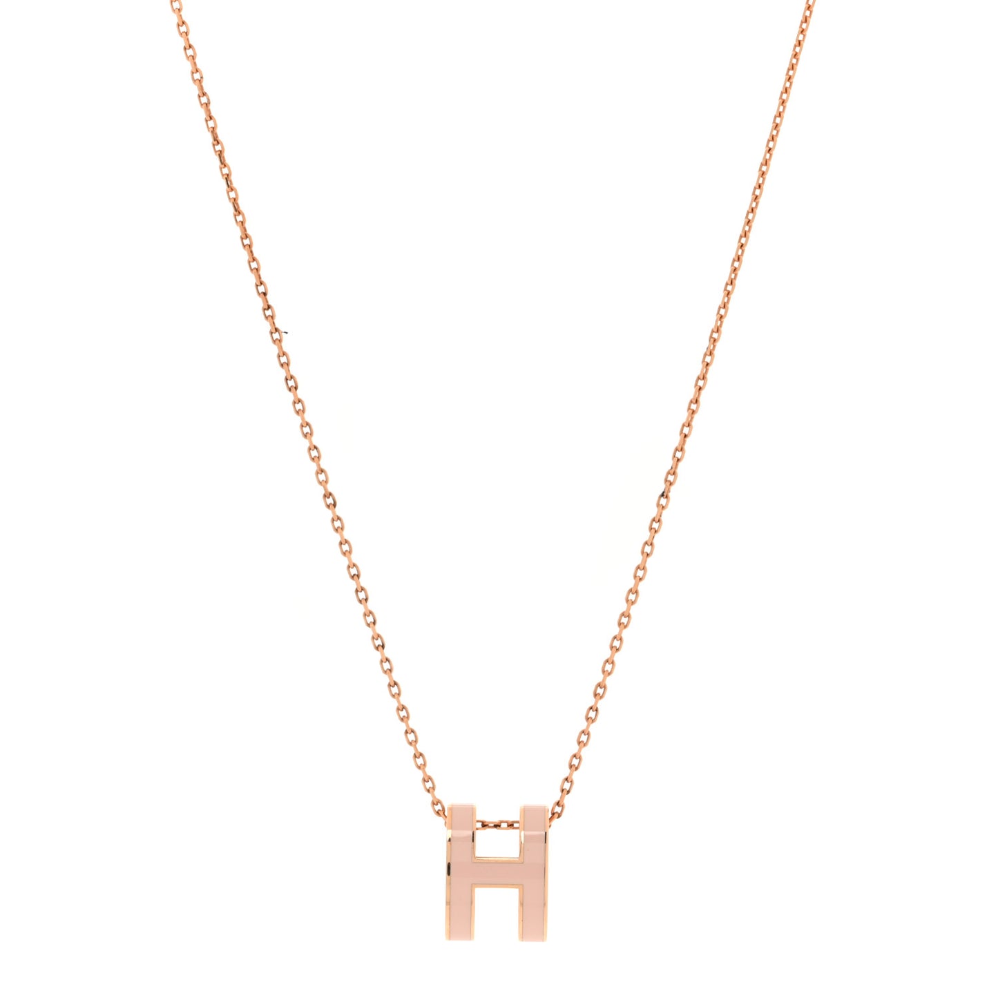 Lacquered Rose Gold Pop H Pendant Necklace Rose Dragee