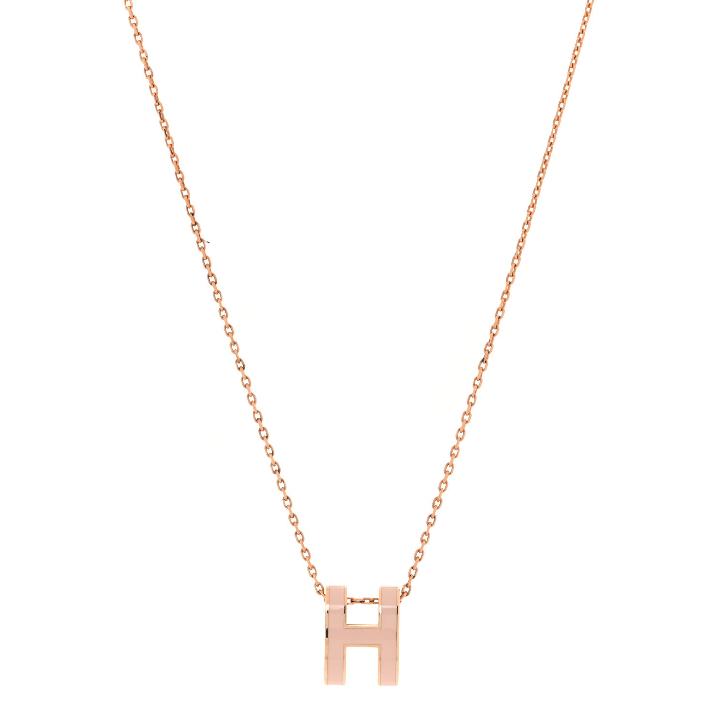 Hermes Lacquered Rose Gold Pop H Pendant Necklace Rose Dragee 1 of 7