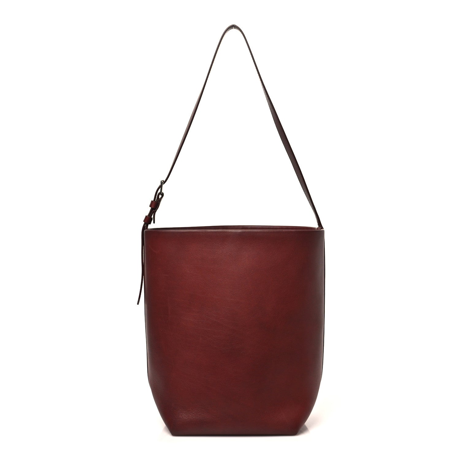 The Row Polished Saddle Calfskin Medium N/S Park Tote Burnt Wood