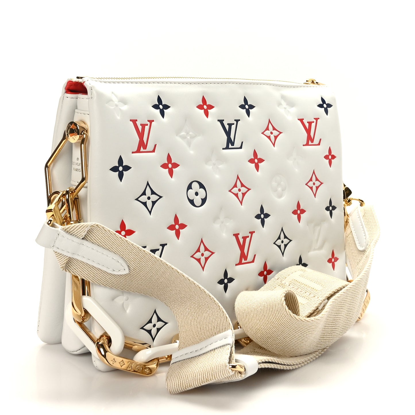 Lambskin Embossed Monogram LV H32 PM White