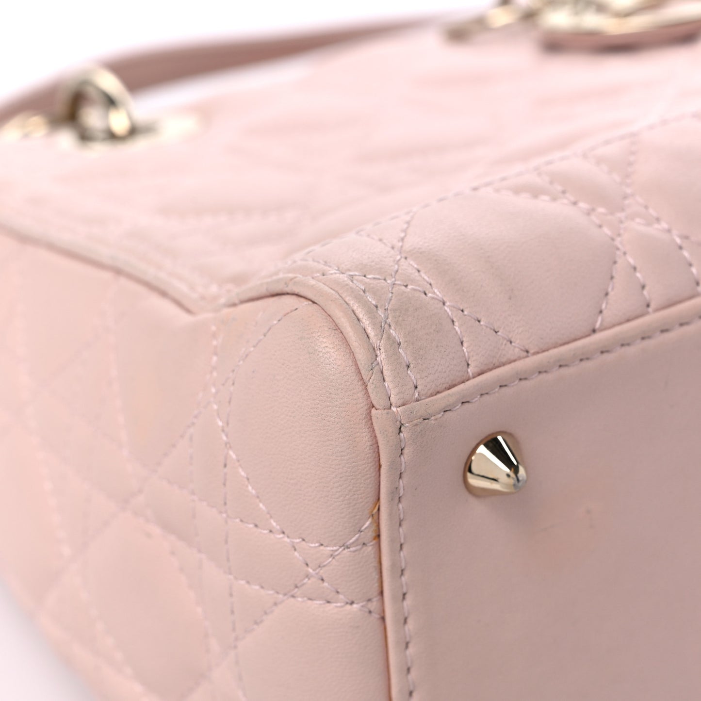 Lambskin Cannage Medium Lady Dior Rose Poudre