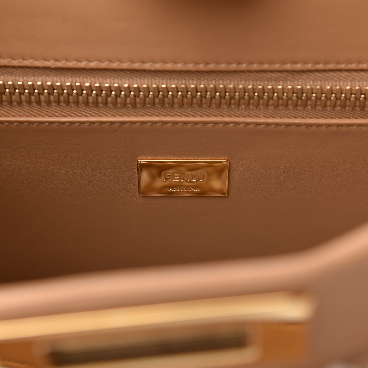 Nappa Woven Medium Peekaboo Iconic Satchel Beige
